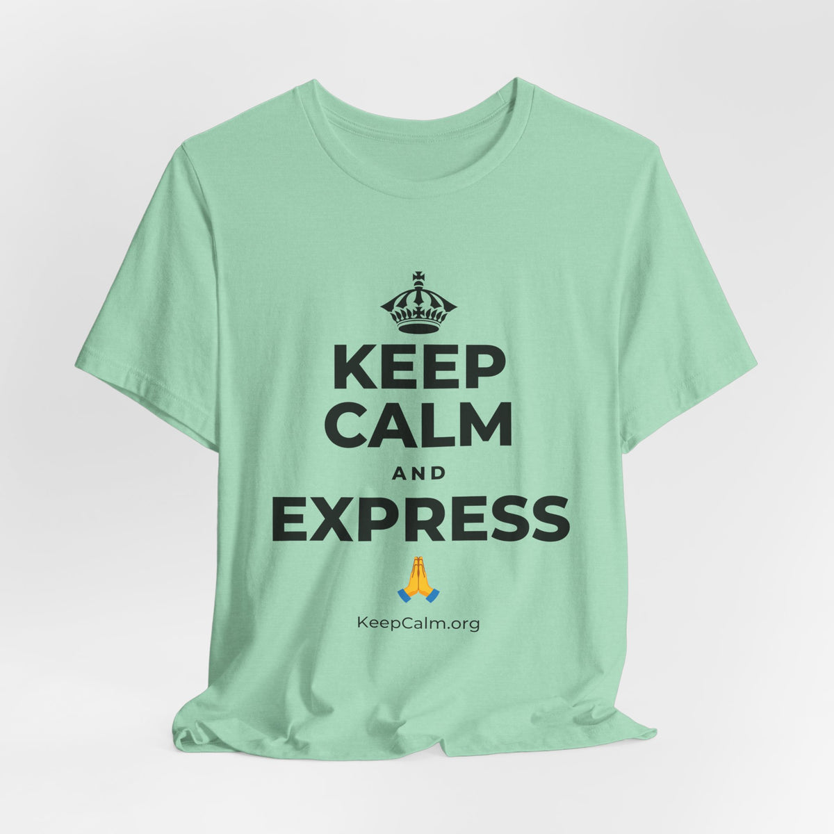 KEEP CALM AND EXPRESS 🙏 T-Shirt (Baby Blue–Silver)