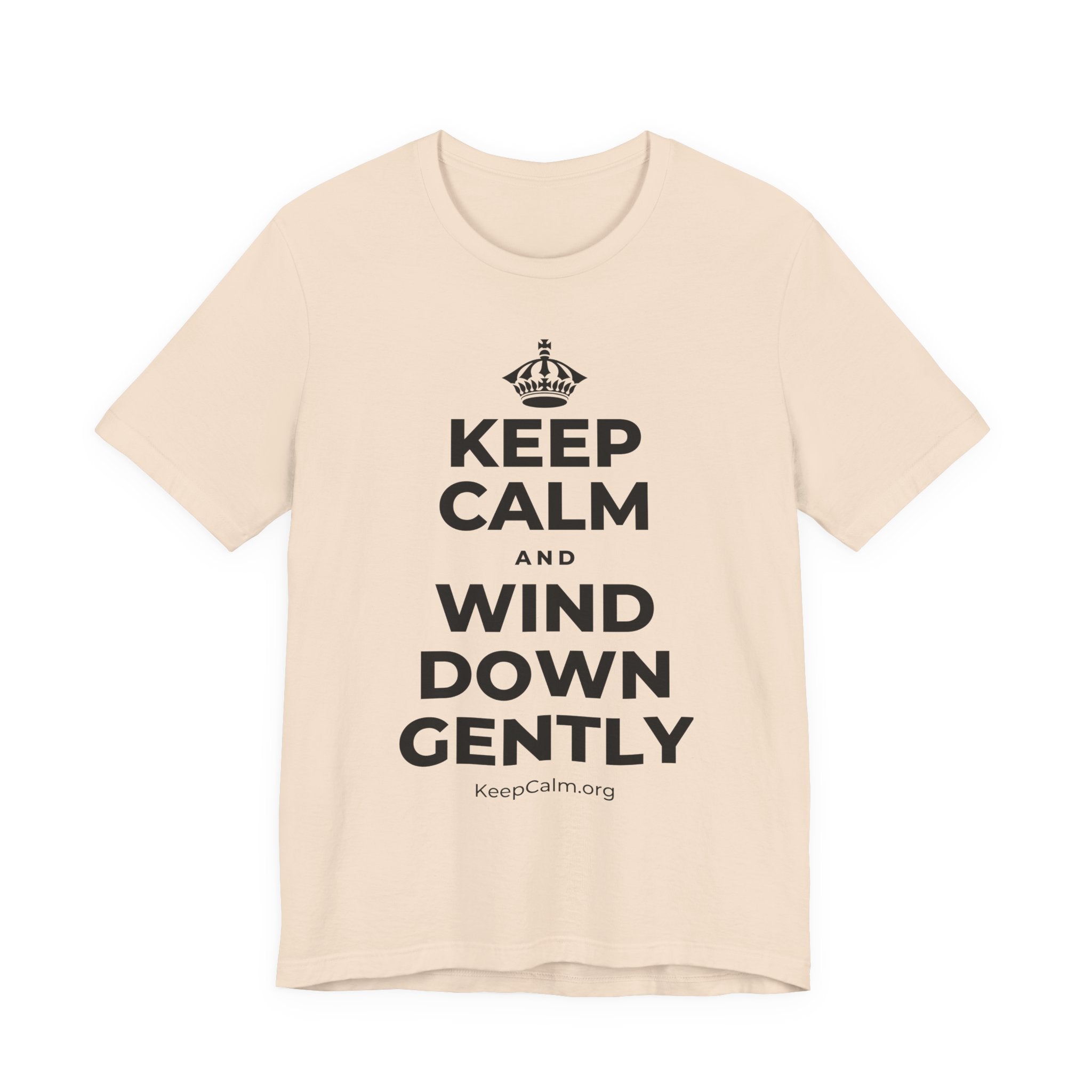 KEEP CALM AND WIND DOWN GENTLY T-Shirt (Soft Cream–Heather Mauve)