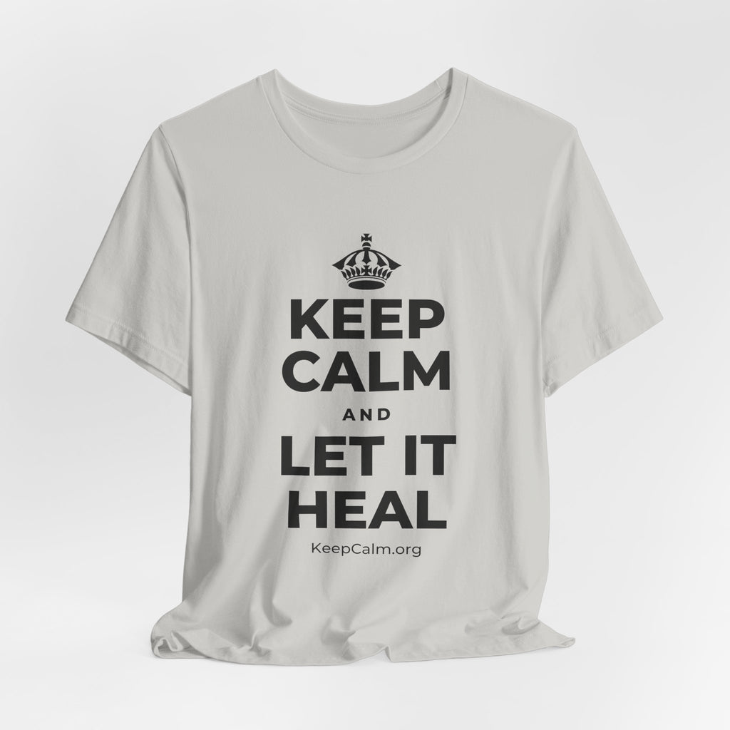 KEEP CALM AND LET IT HEAL T-Shirt (Baby Blue–Silver)