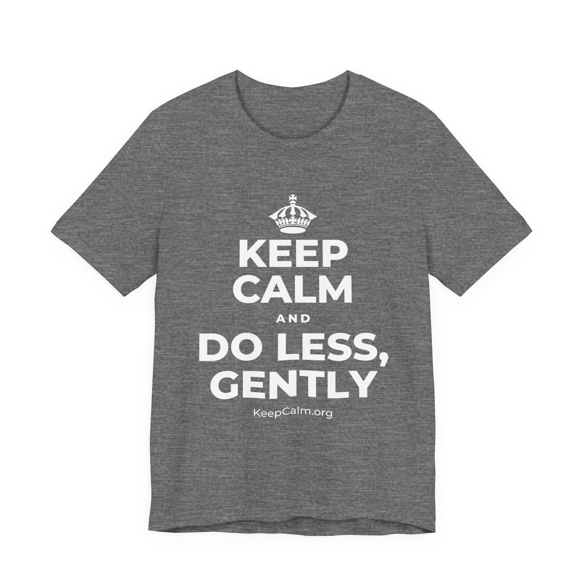 KEEP CALM AND DO LESS, GENTLY T-Shirt (Baby Blue–Silver)