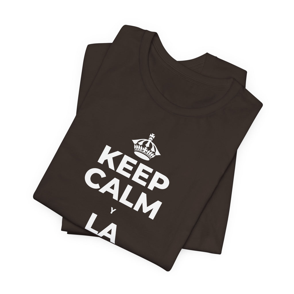 KEEP CALM Y LA FRENTE EN ALTO T-Shirt (Soft Cream–Heather Mauve)