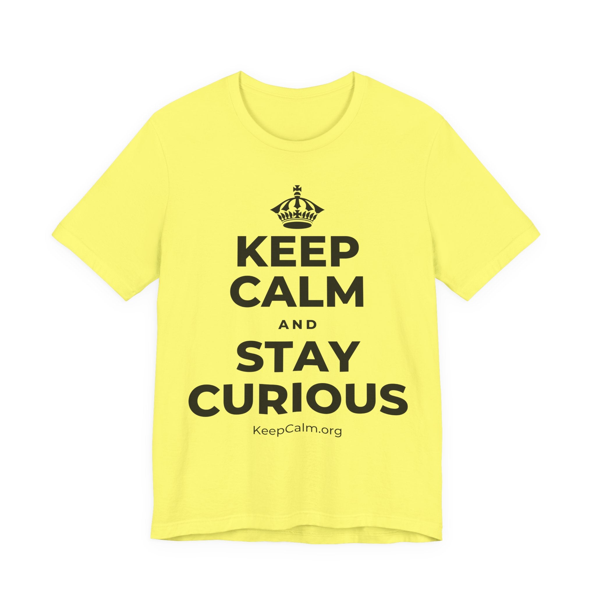 KEEP CALM AND STAY CURIOUS T-Shirt (Soft Cream–Heather Mauve)