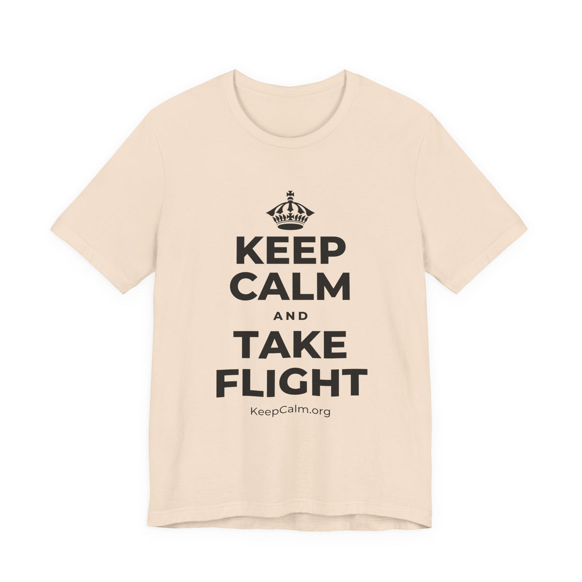 KEEP CALM AND TAKE FLIGHT T-Shirt (Soft Cream–Heather Mauve)