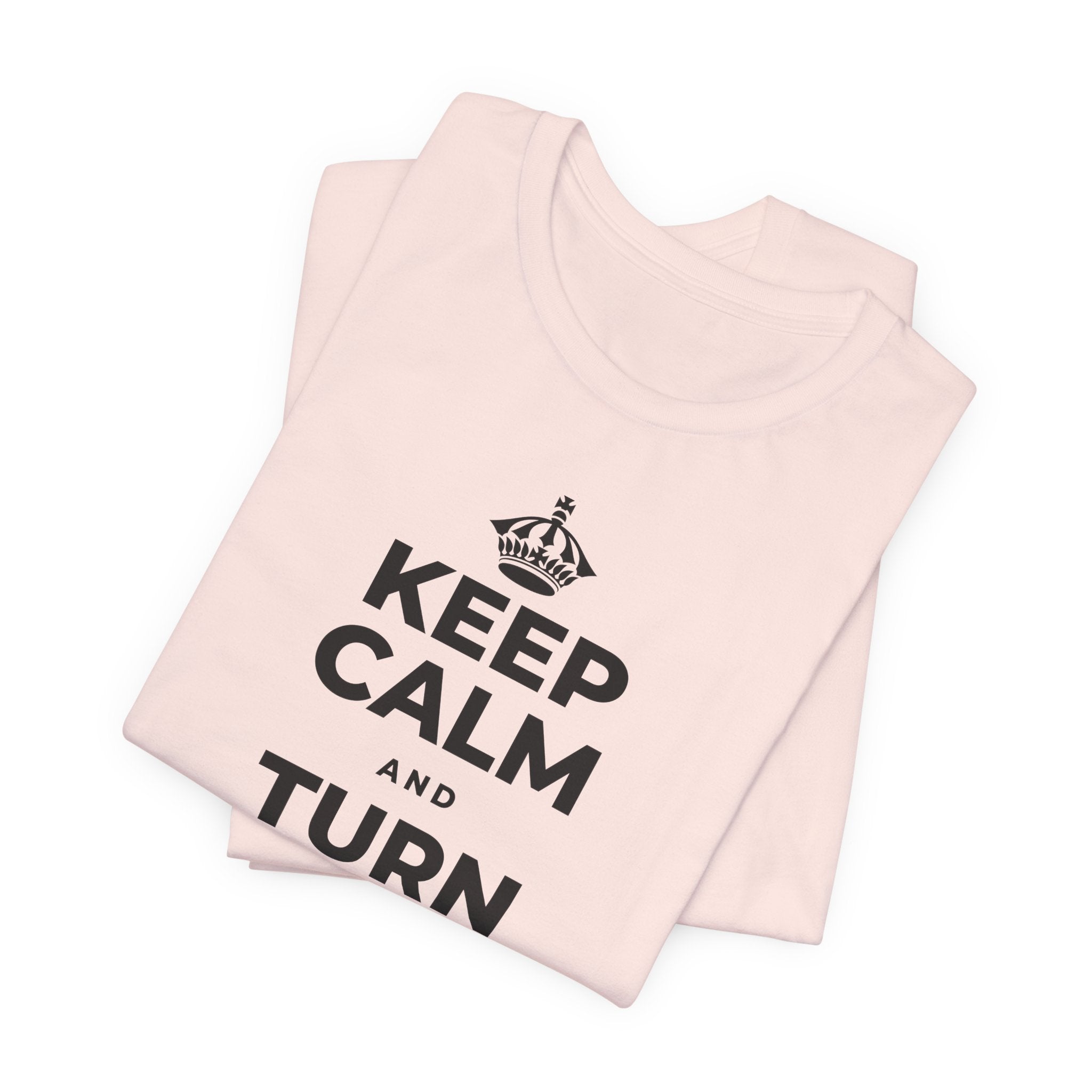 KEEP CALM AND TURN UP THE MUSIC T-Shirt (Soft Cream–Heather Mauve)