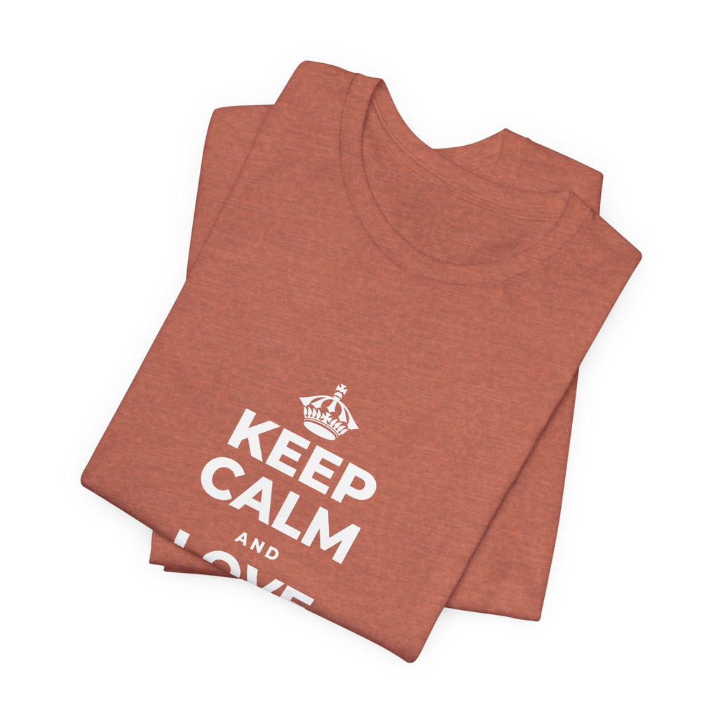 KEEP CALM AND LOVE WITHOUT POSSESSION T-Shirt (Soft Cream–Heather Mauve)