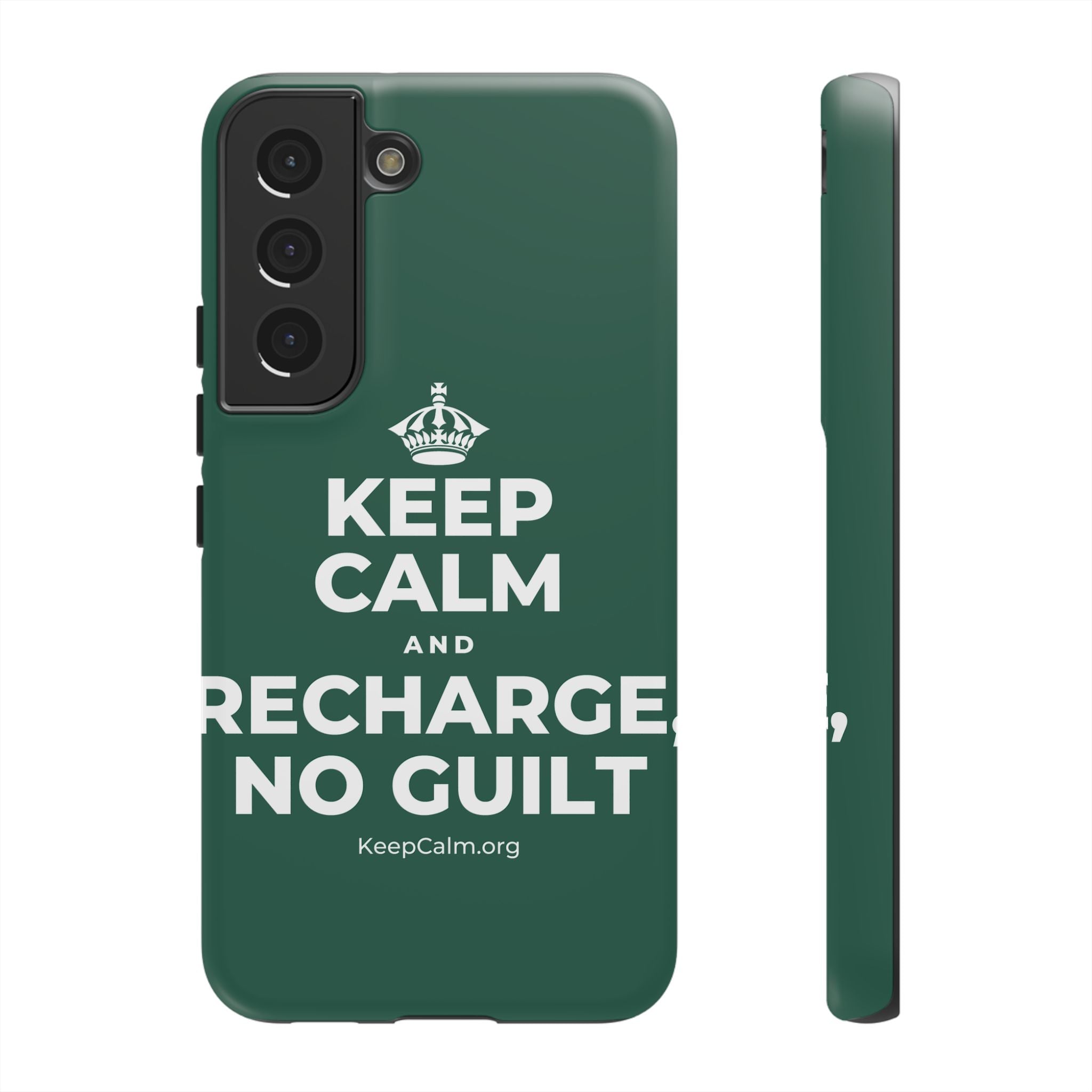 KEEP CALM AND RECHARGE, NO GUILT Phone Case