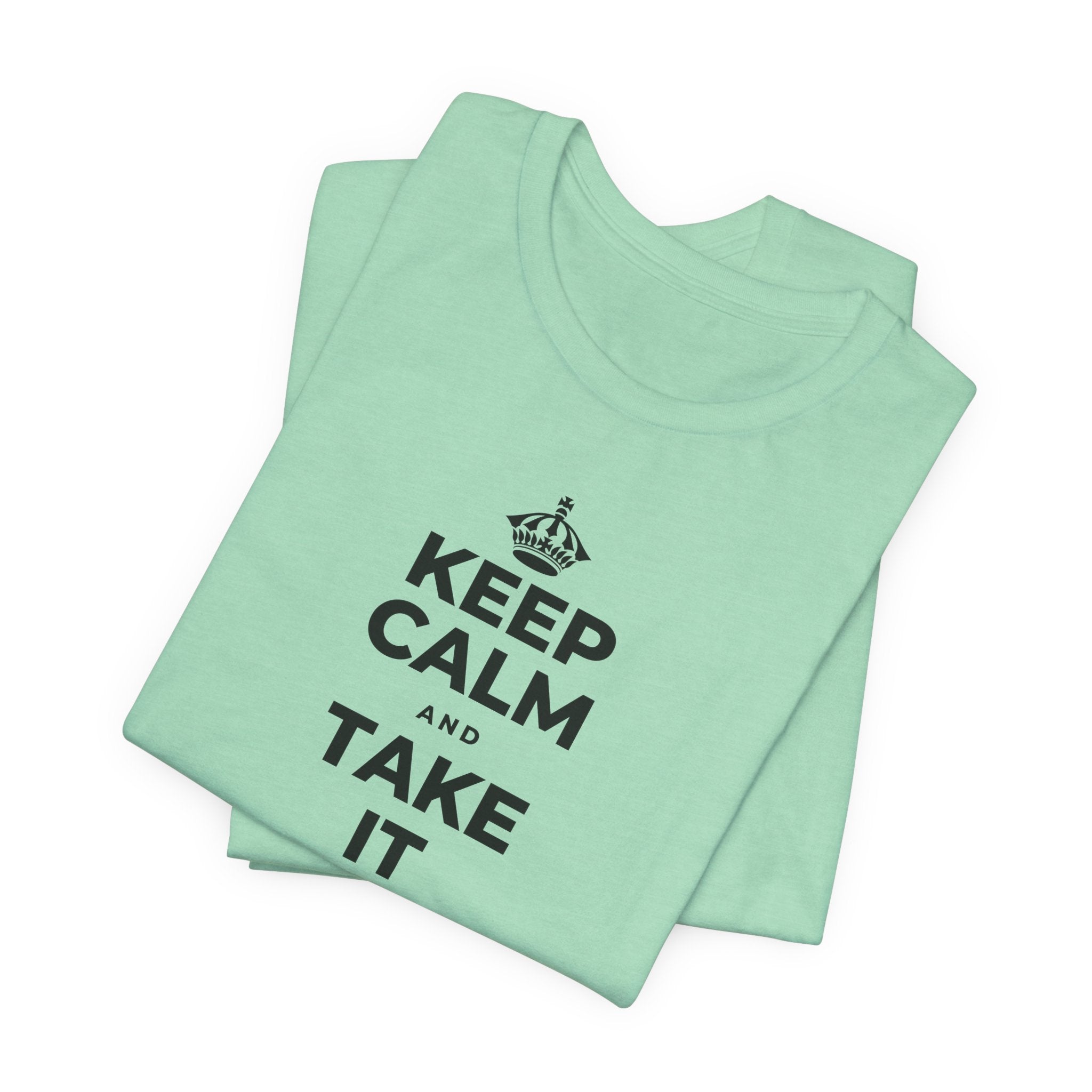 KEEP CALM AND TAKE IT ONE DAY AT A TIME T-Shirt (Baby Blue–Silver)