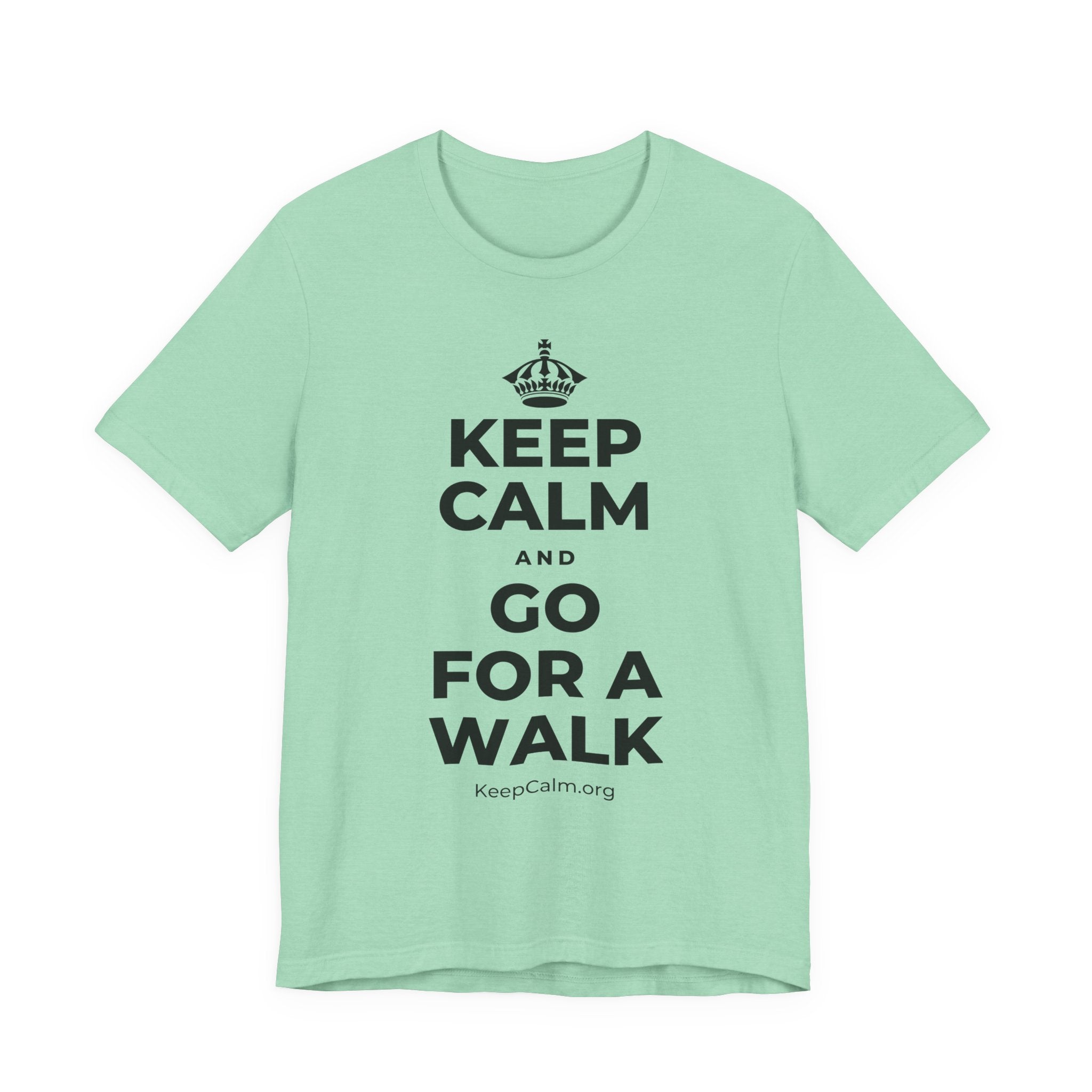 KEEP CALM AND GO FOR A WALK T-Shirt (Baby Blue–Silver)