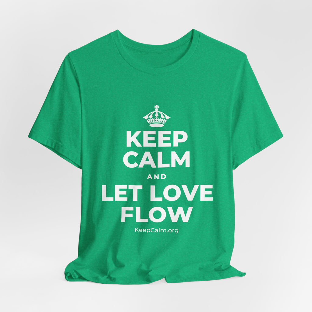 KEEP CALM AND LET LOVE FLOW T-Shirt (Baby Blue–Silver)