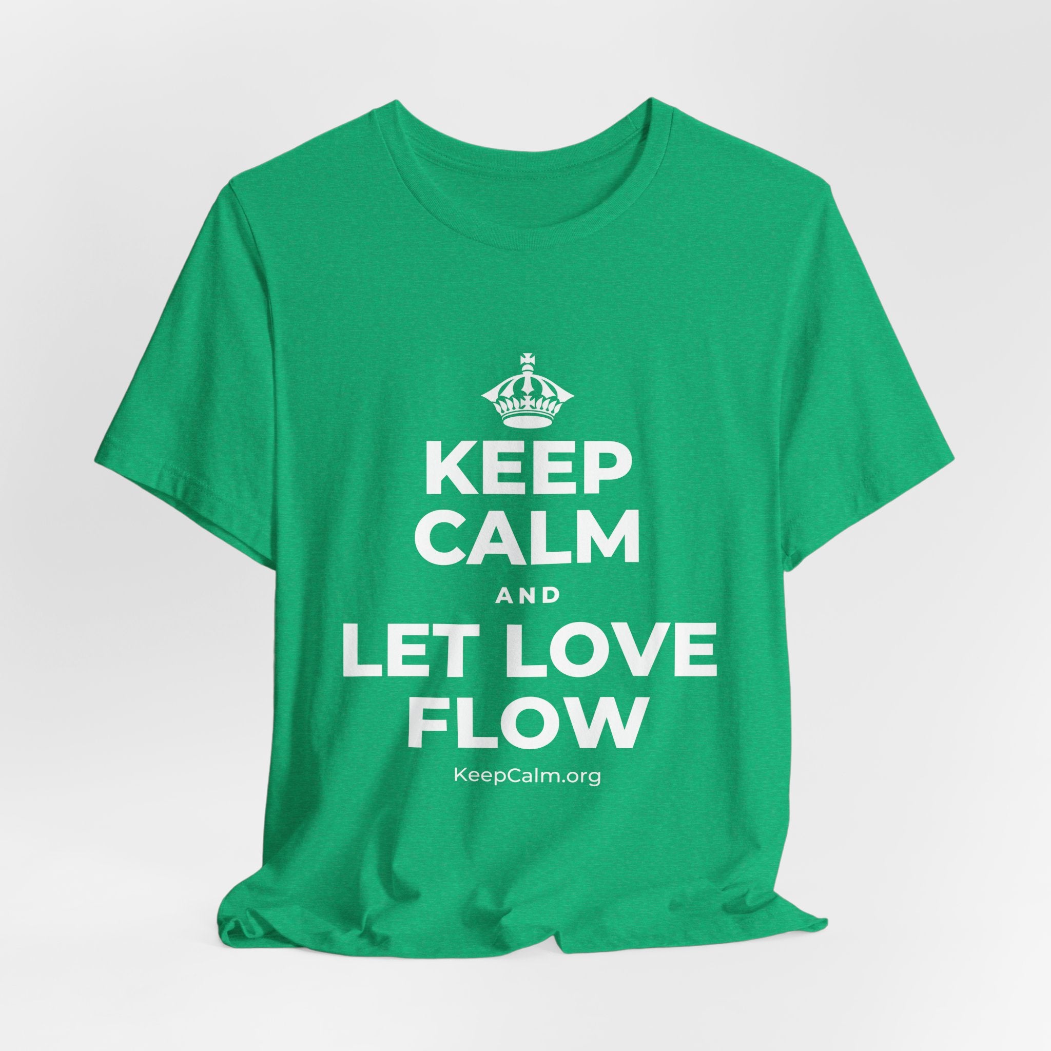 KEEP CALM AND LET LOVE FLOW T-Shirt (Baby Blue–Silver)