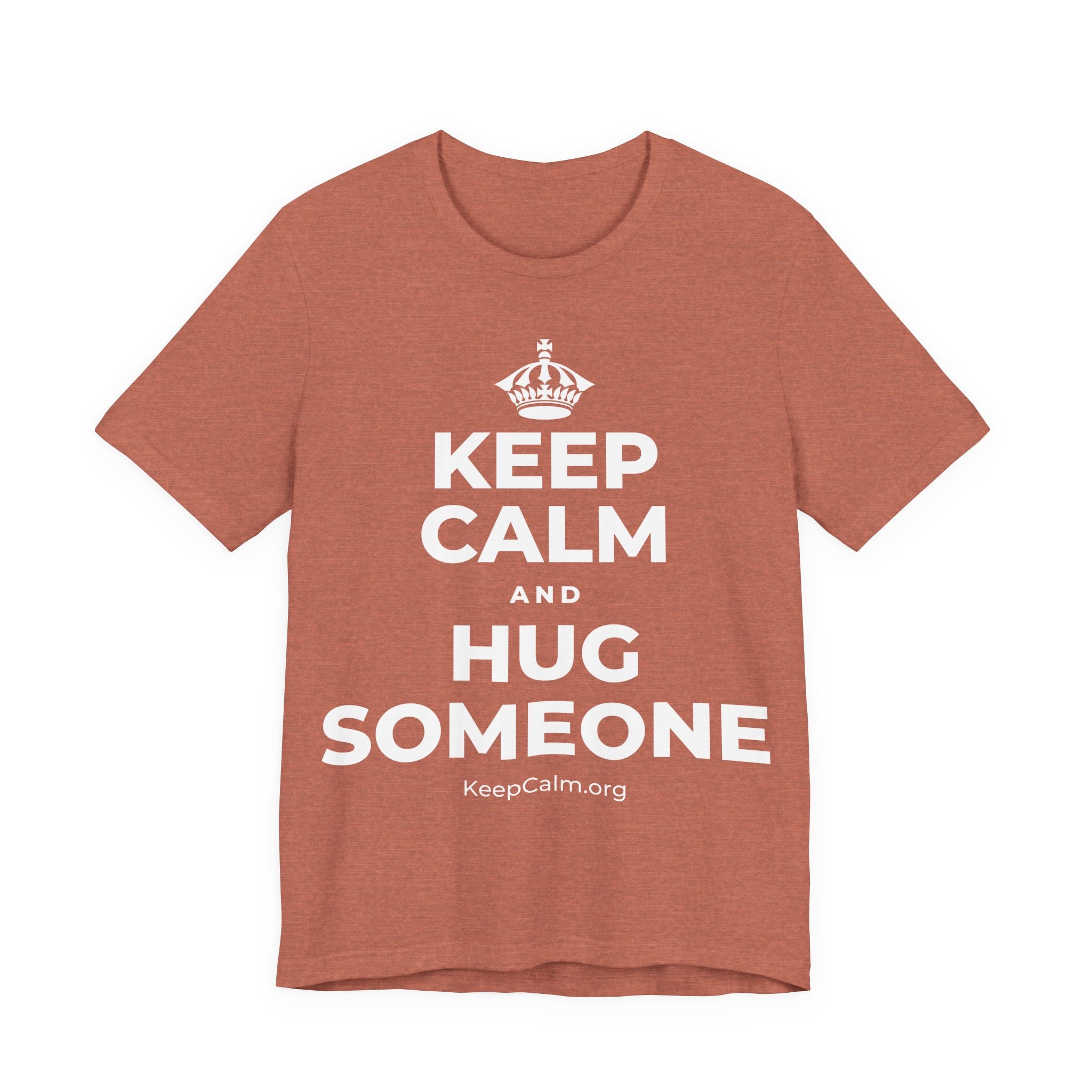 KEEP CALM AND HUG SOMEONE T-Shirt (Soft Cream–Heather Mauve)