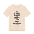 KEEP CALM AND REST LIKE THE SEASON T-Shirt (Soft Cream–Heather Mauve)