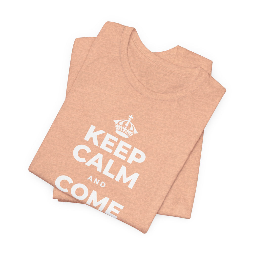 KEEP CALM AND COME BACK TO BREATH T-Shirt (Soft Cream–Heather Mauve)
