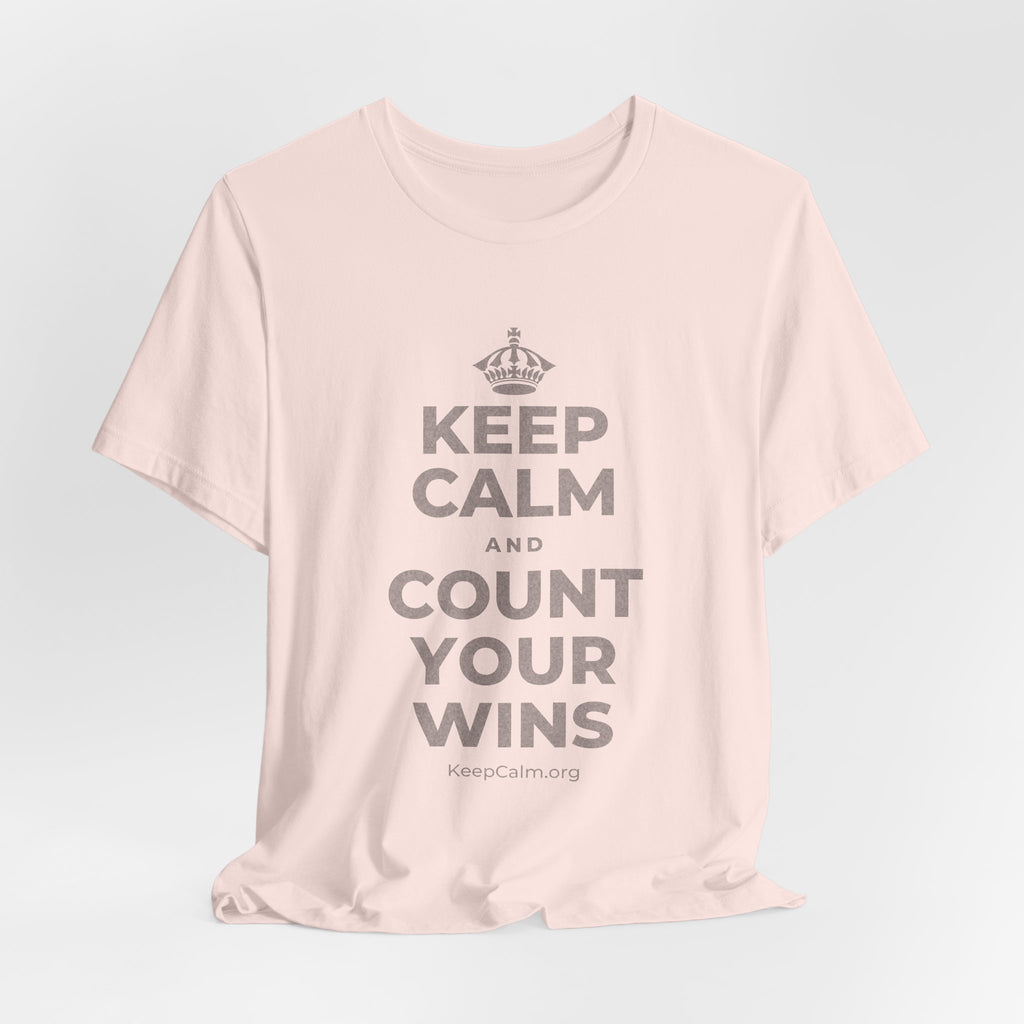 KEEP CALM AND COUNT YOUR WINS T-Shirt (Soft Cream–Heather Mauve)