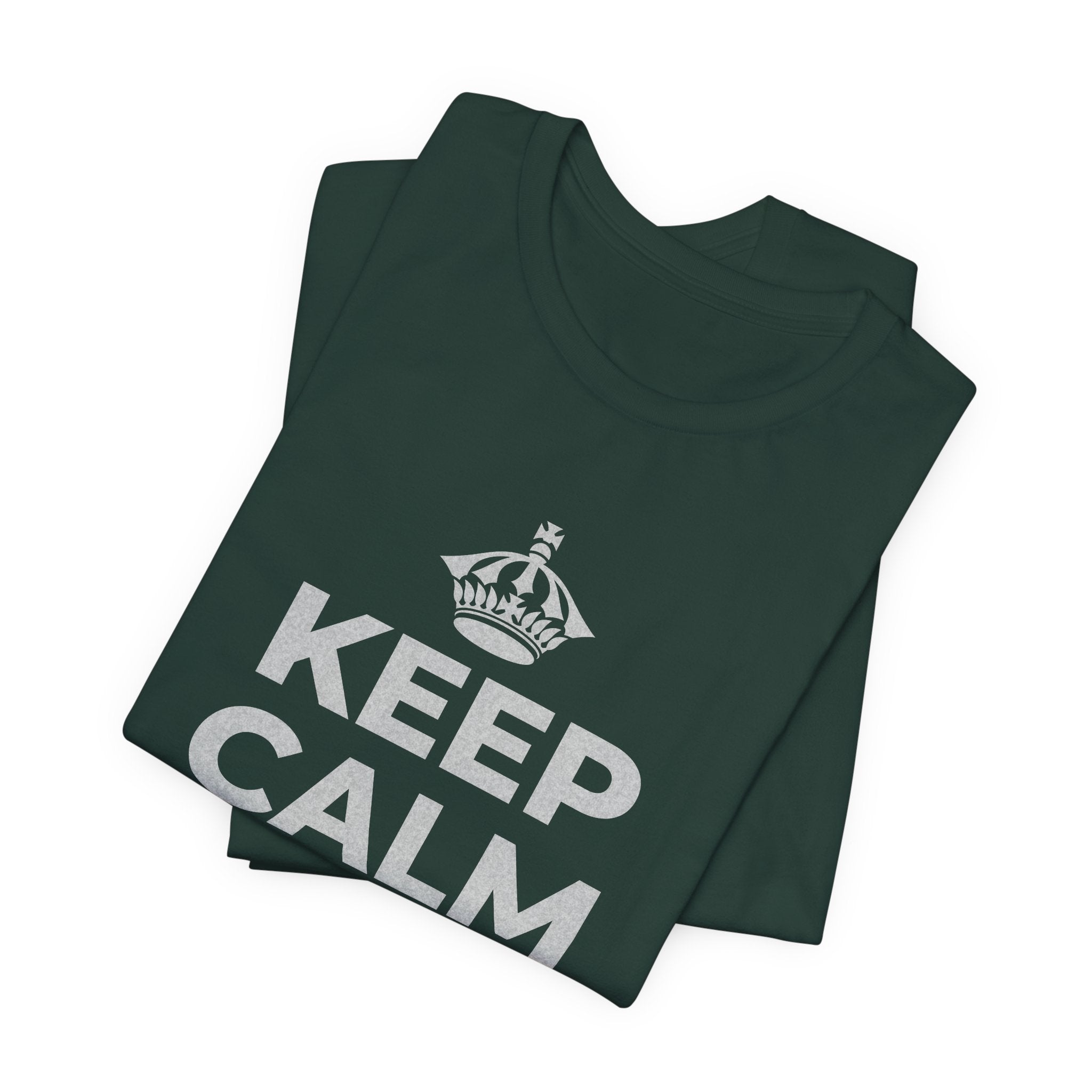KEEP CALM AND OWN IT T-Shirt (White–Asphalt)