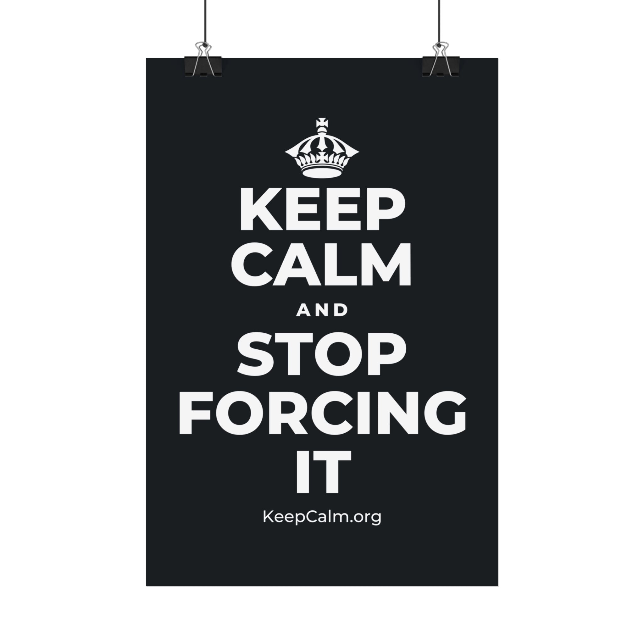 KEEP CALM AND STOP FORCING IT Satin Poster (Dark)