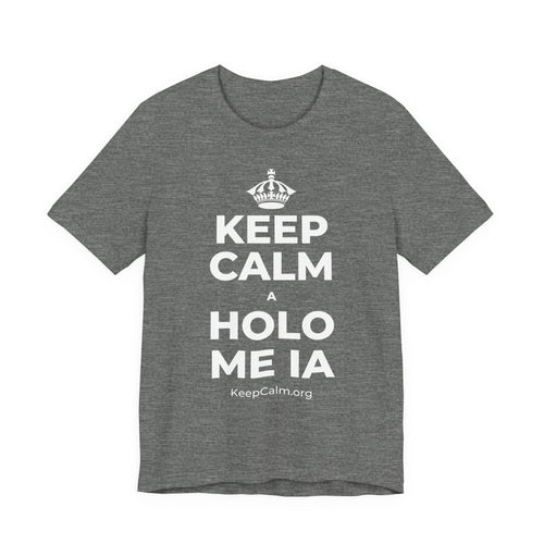 KEEP CALM A HOLO ME IA T-Shirt (Baby Blue–Silver)