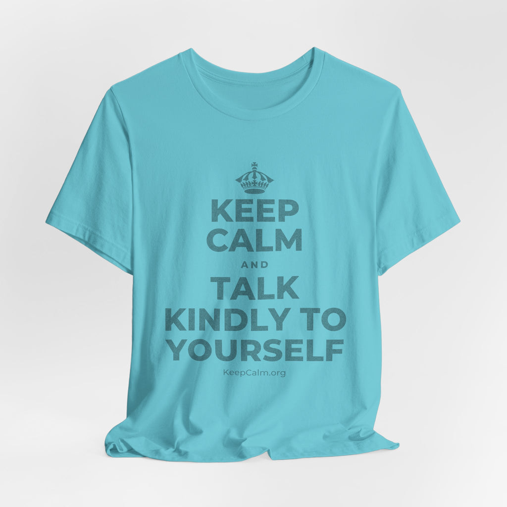 KEEP CALM AND TALK KINDLY TO YOURSELF T-Shirt (Soft Cream–Heather Mauve)