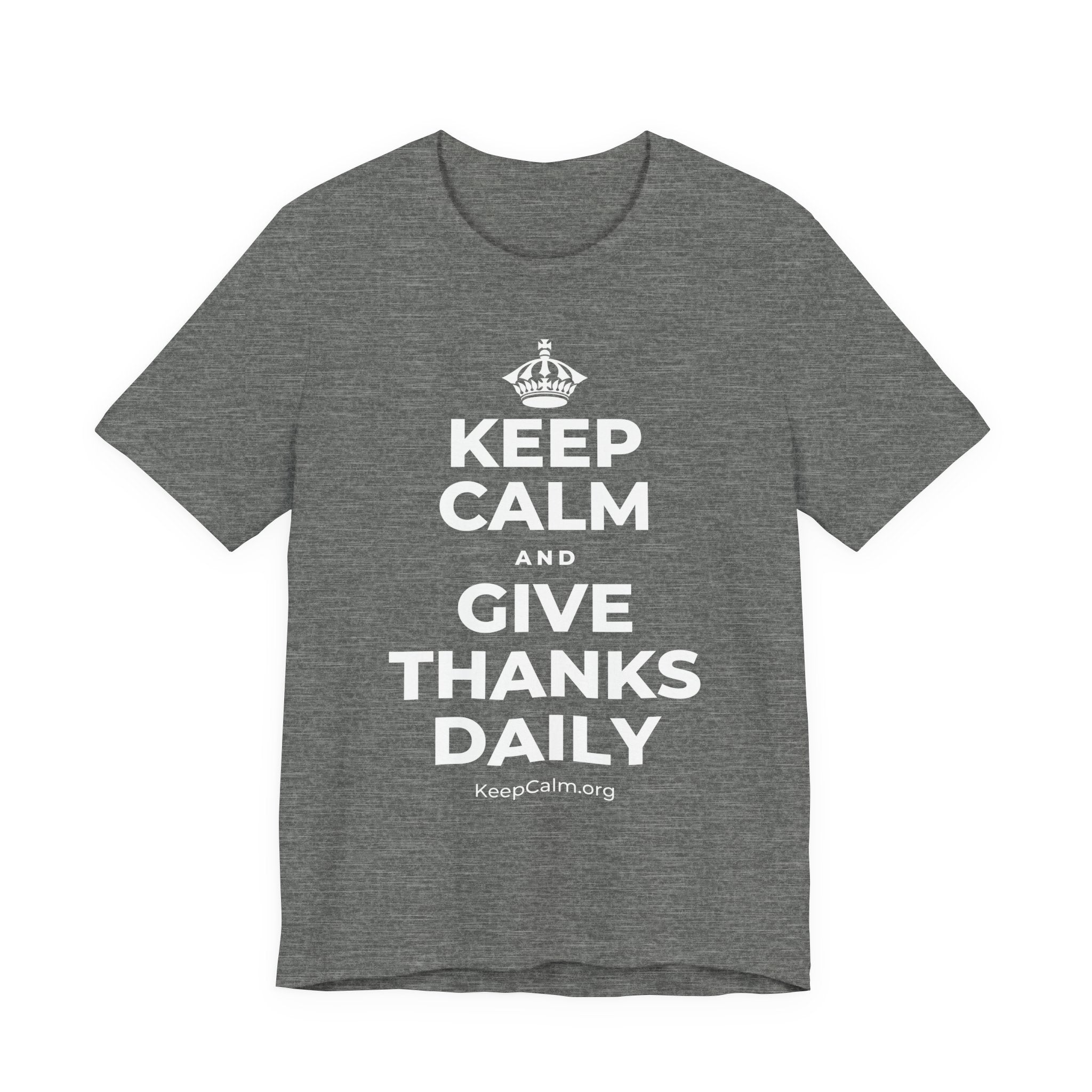 KEEP CALM AND GIVE THANKS DAILY T-Shirt (Baby Blue–Silver)