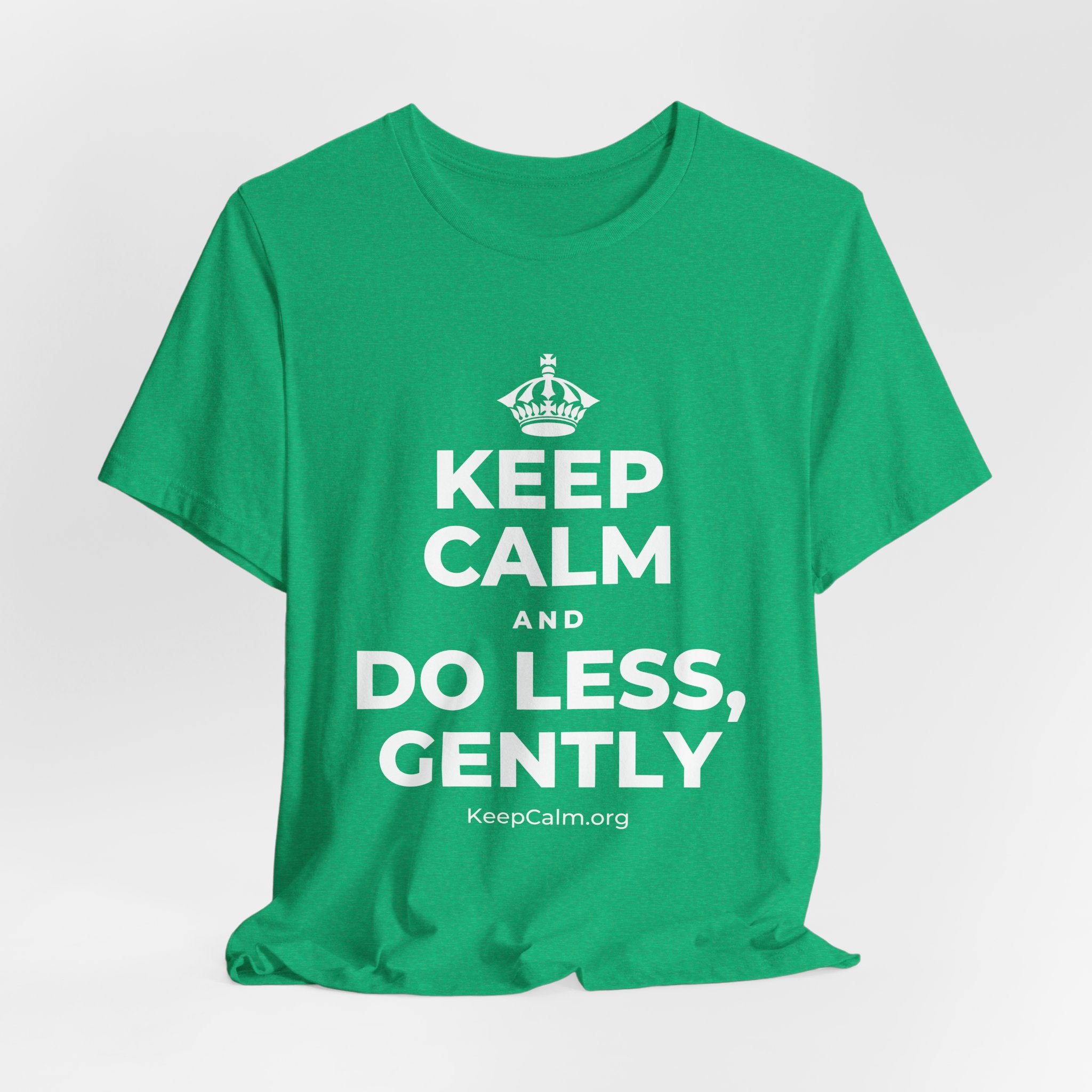 KEEP CALM AND DO LESS, GENTLY T-Shirt (Baby Blue–Silver)