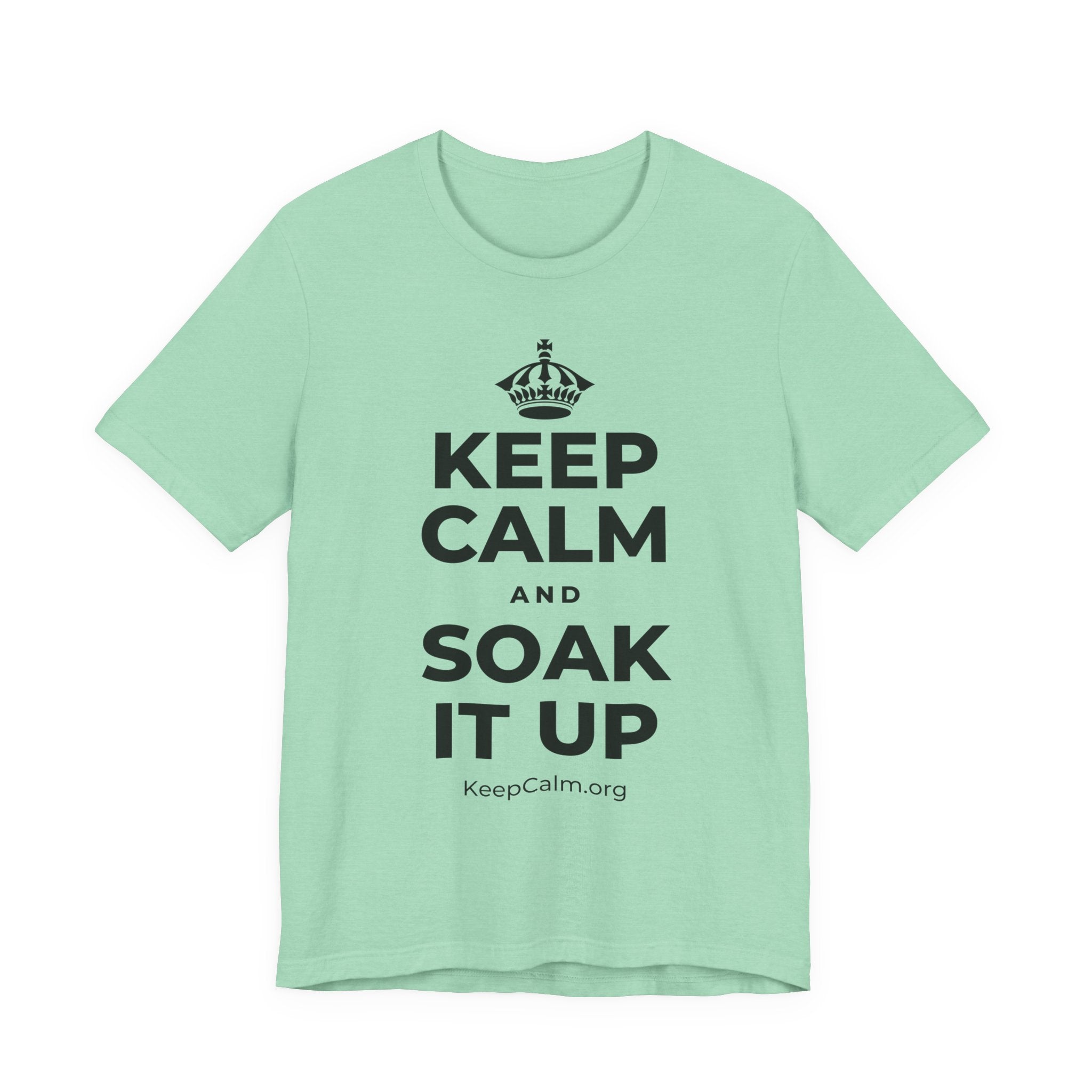 KEEP CALM AND SOAK IT UP T-Shirt (Baby Blue–Silver)