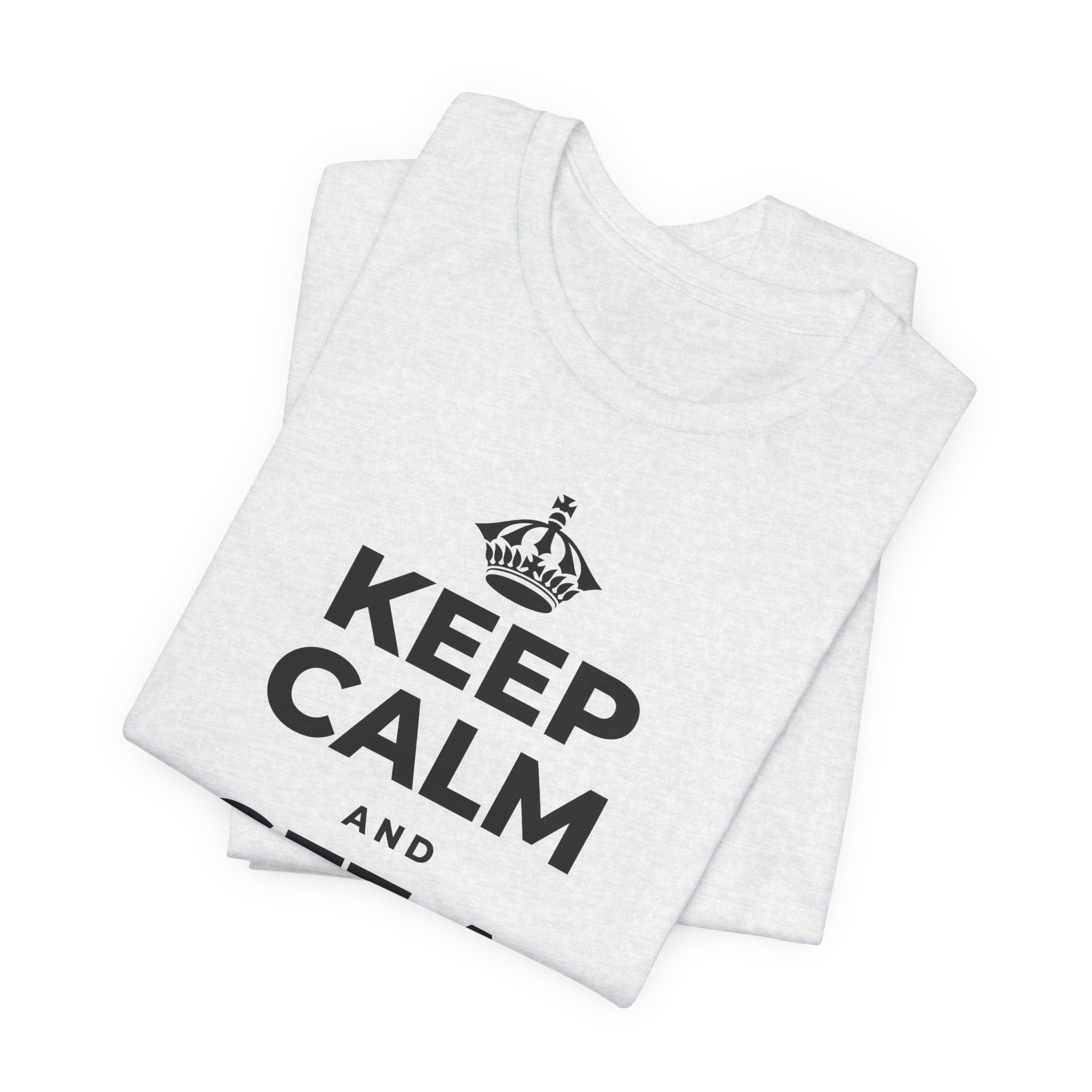 KEEP CALM AND SET A BOUNDARY T-Shirt (Soft Cream–Heather Mauve)