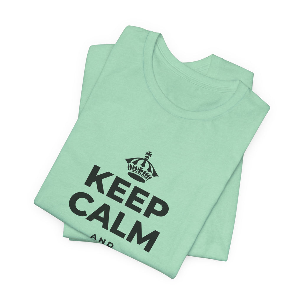 KEEP CALM AND TIDY ONE THING T-Shirt (Baby Blue–Silver)