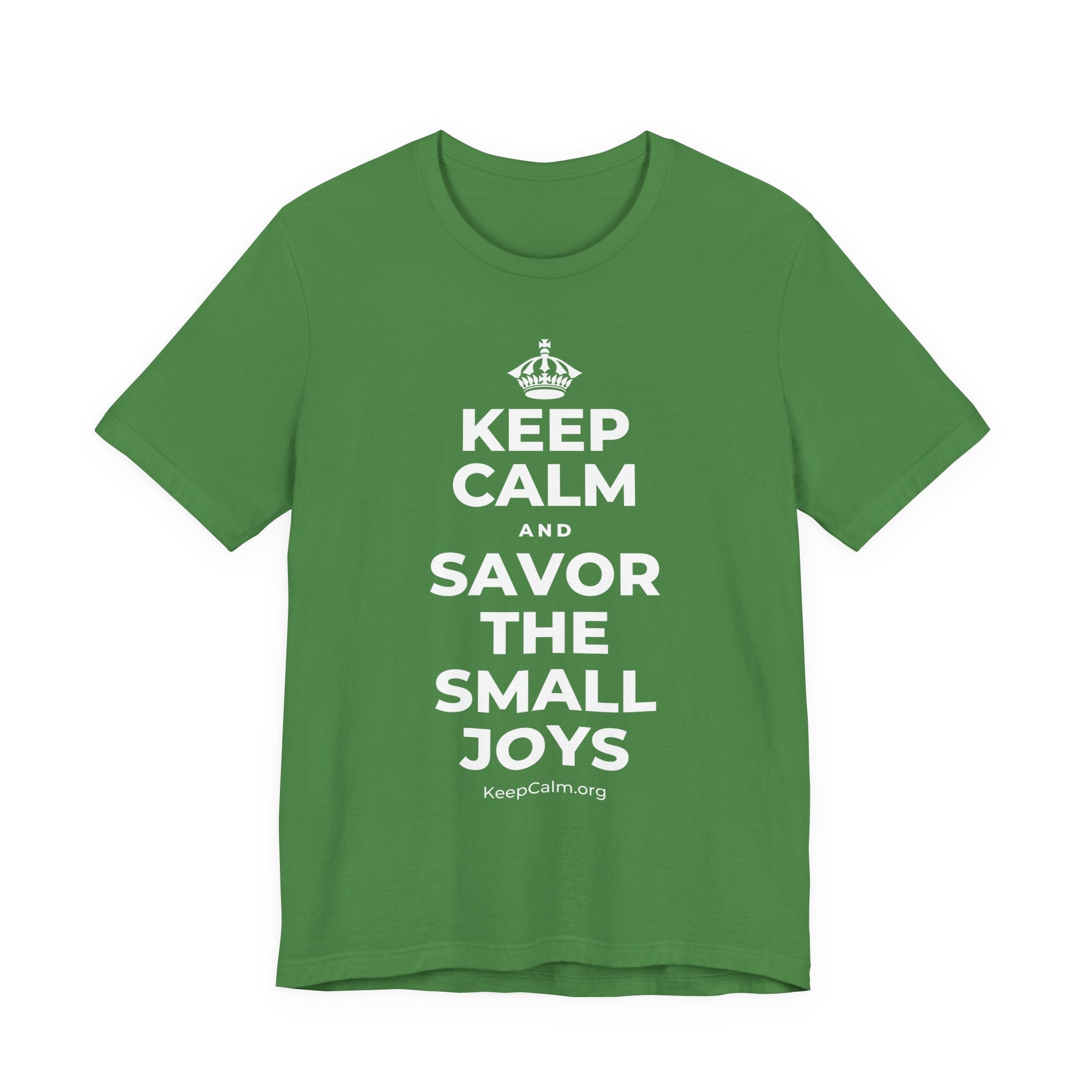 KEEP CALM AND SAVOR THE SMALL JOYS T-Shirt (Baby Blue–Silver)
