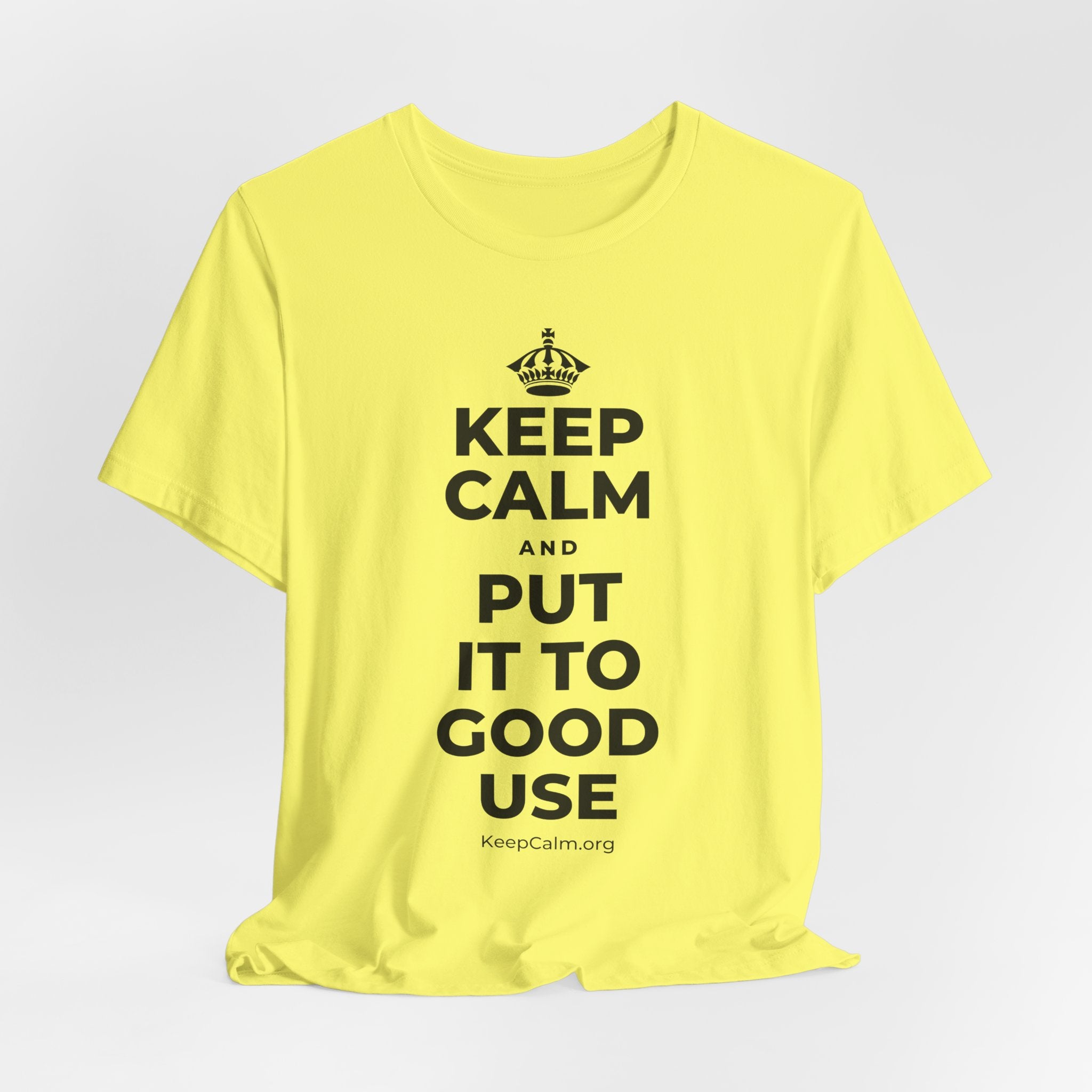 KEEP CALM AND PUT IT TO GOOD USE T-Shirt (Soft Cream–Heather Mauve)