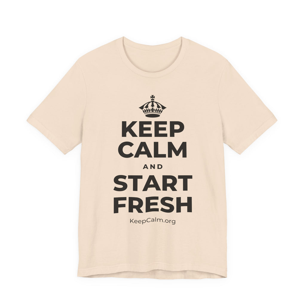 KEEP CALM AND START FRESH T-Shirt (Soft Cream–Heather Mauve)