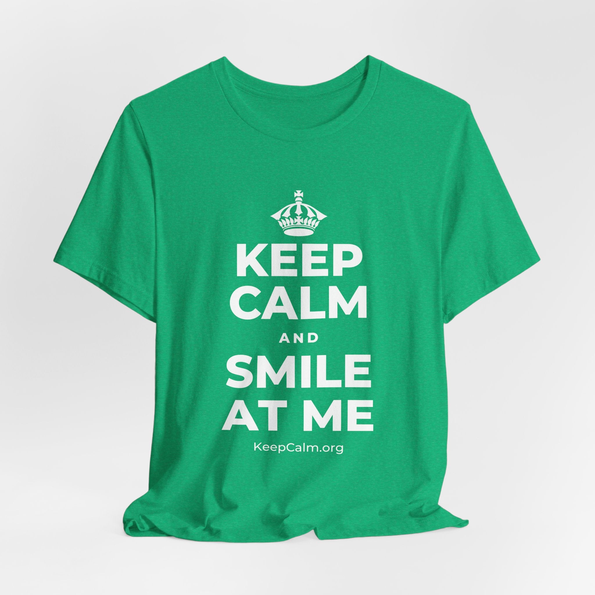 KEEP CALM AND SMILE AT ME T-Shirt (Baby Blue–Silver)