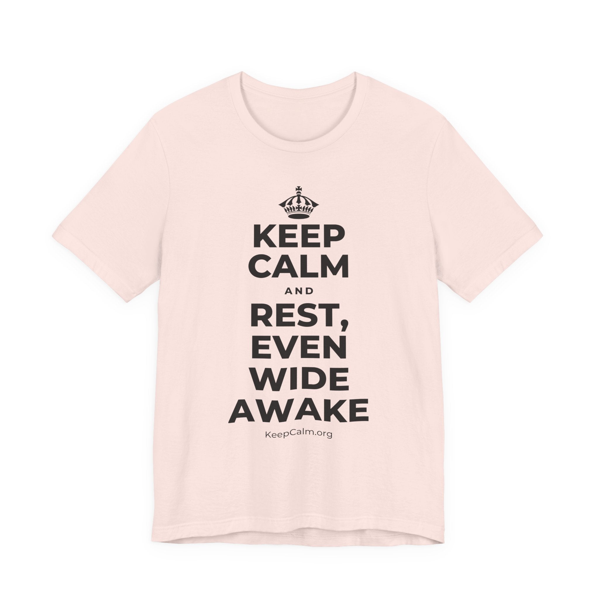 KEEP CALM AND REST, EVEN WIDE AWAKE T-Shirt (Soft Cream–Heather Mauve)