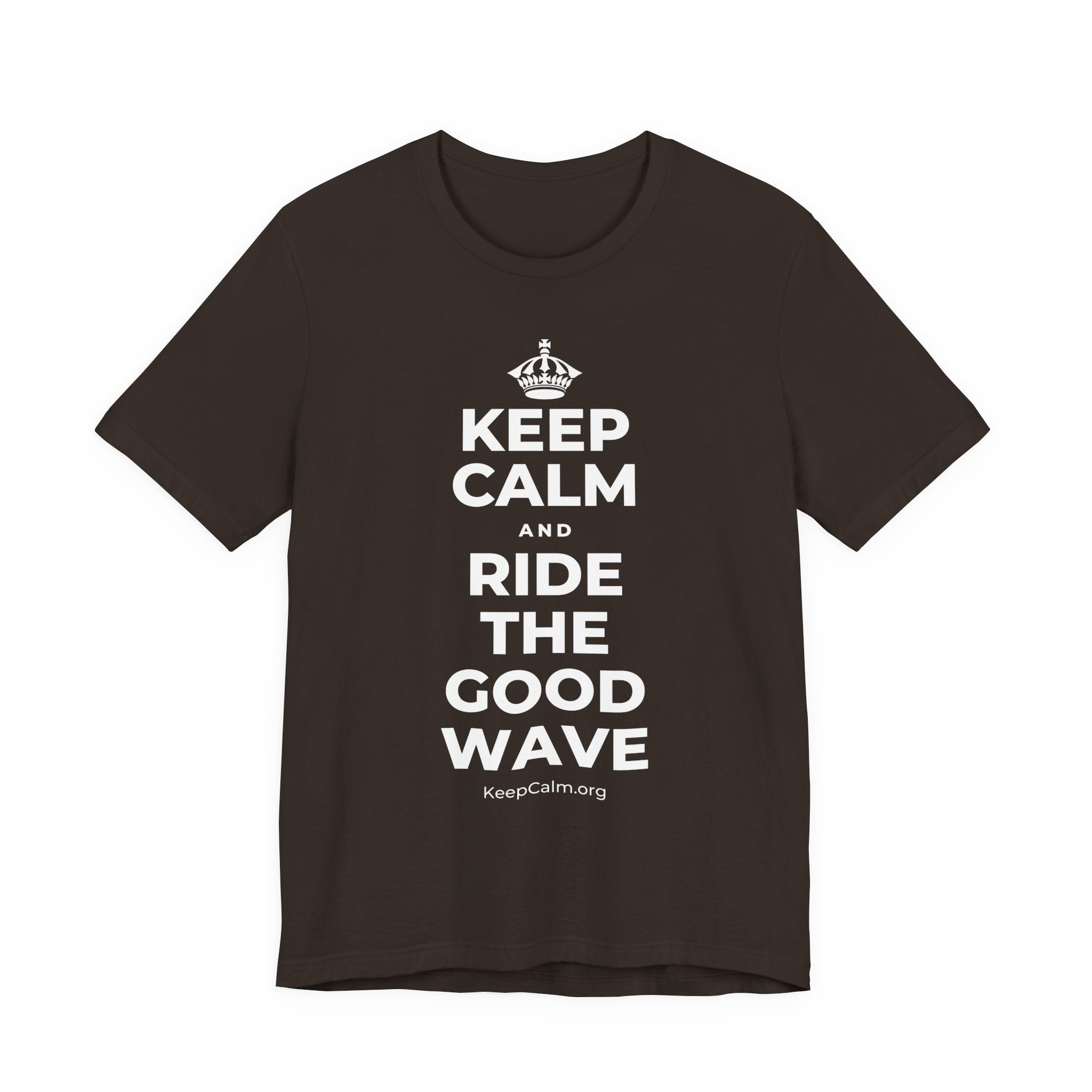 KEEP CALM AND RIDE THE GOOD WAVE T-Shirt (Soft Cream–Heather Mauve)