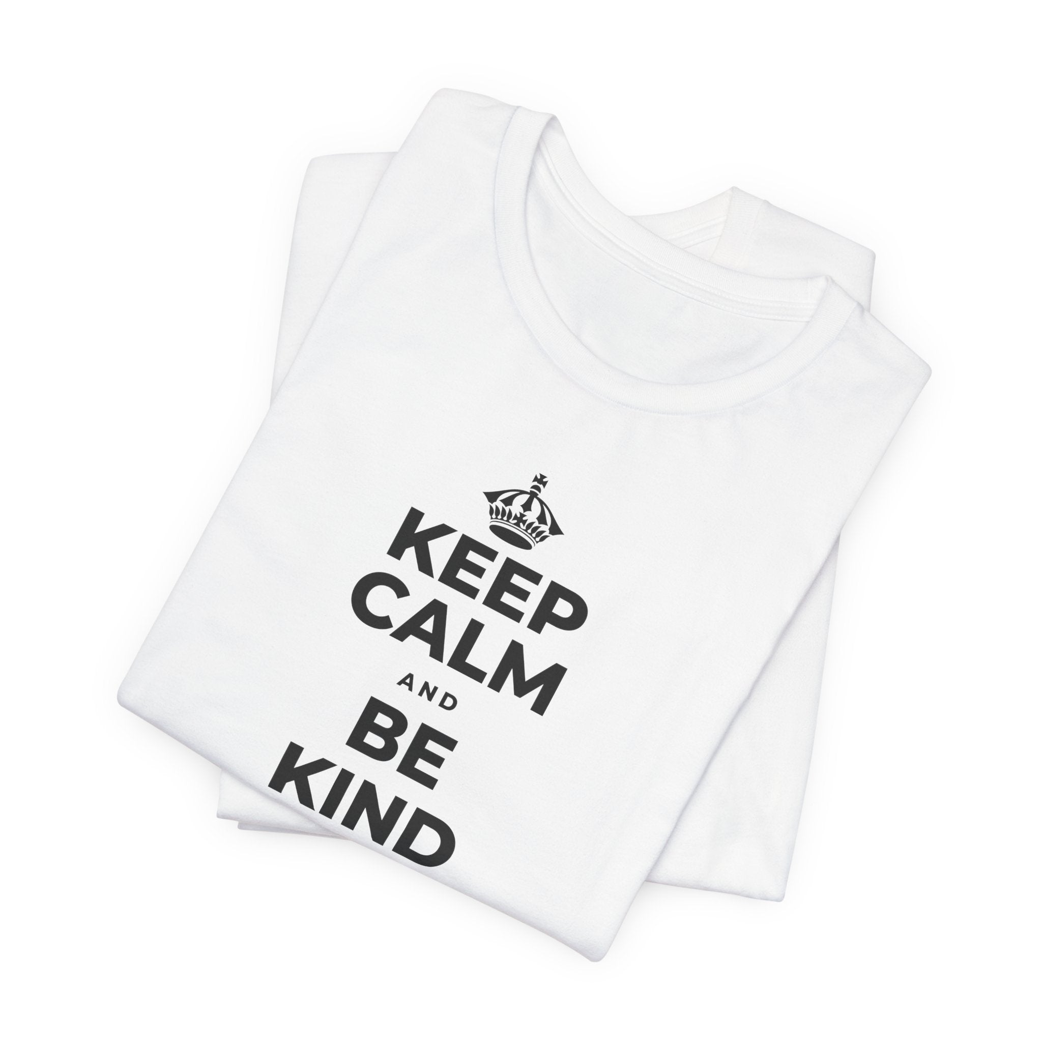 KEEP CALM AND BE KIND TO THE NEW KID T-Shirt (White–Asphalt)