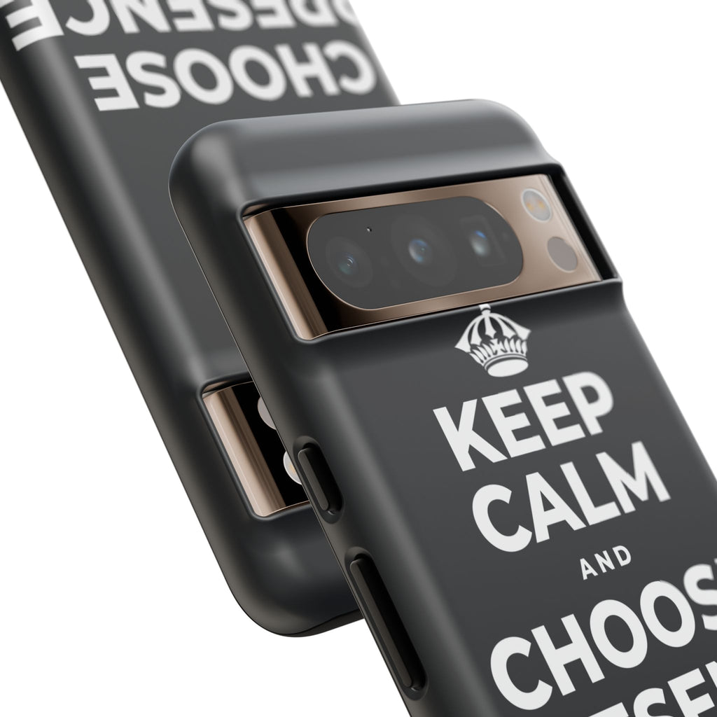 KEEP CALM AND CHOOSE PRESENCE OVER PRESENTS Phone Case (Dark)