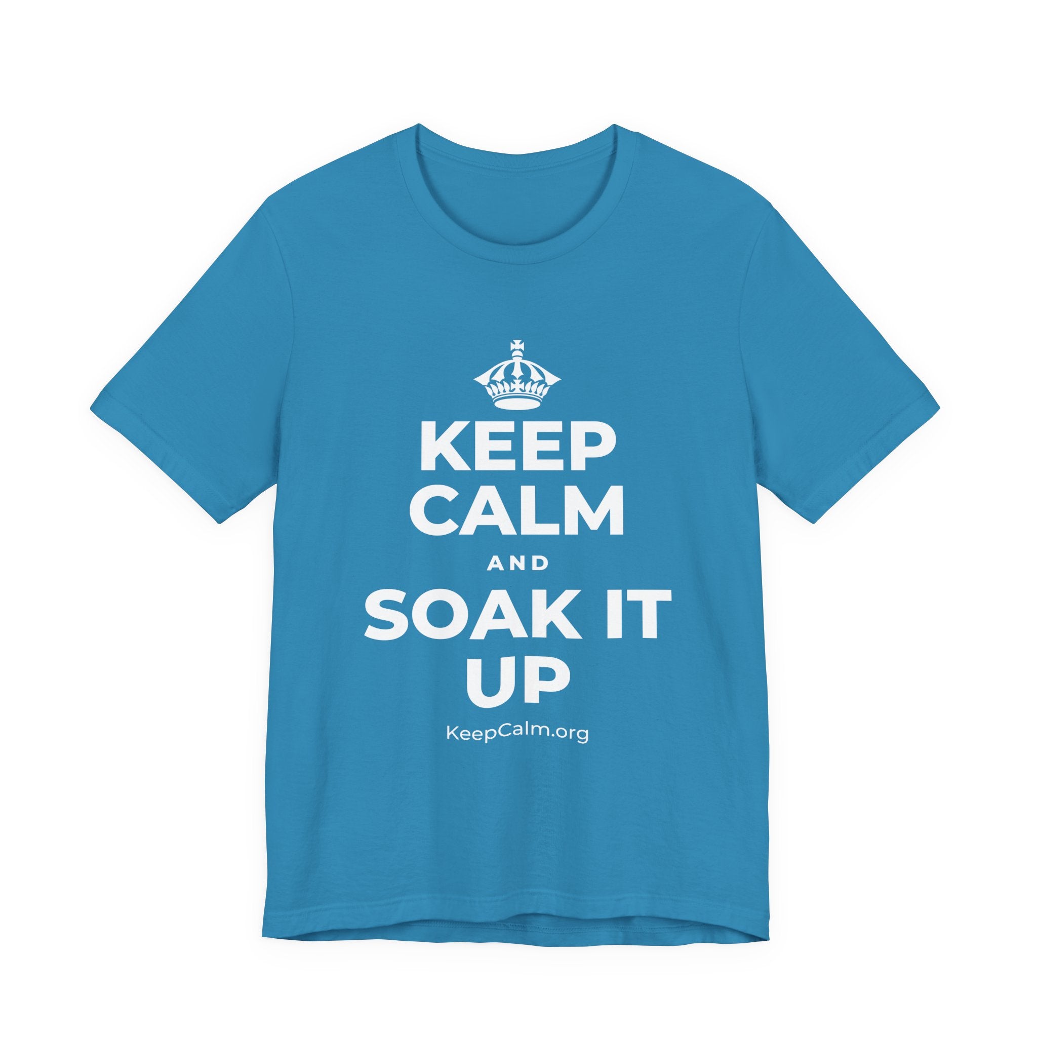 KEEP CALM AND SOAK IT UP T-Shirt (White–Asphalt)