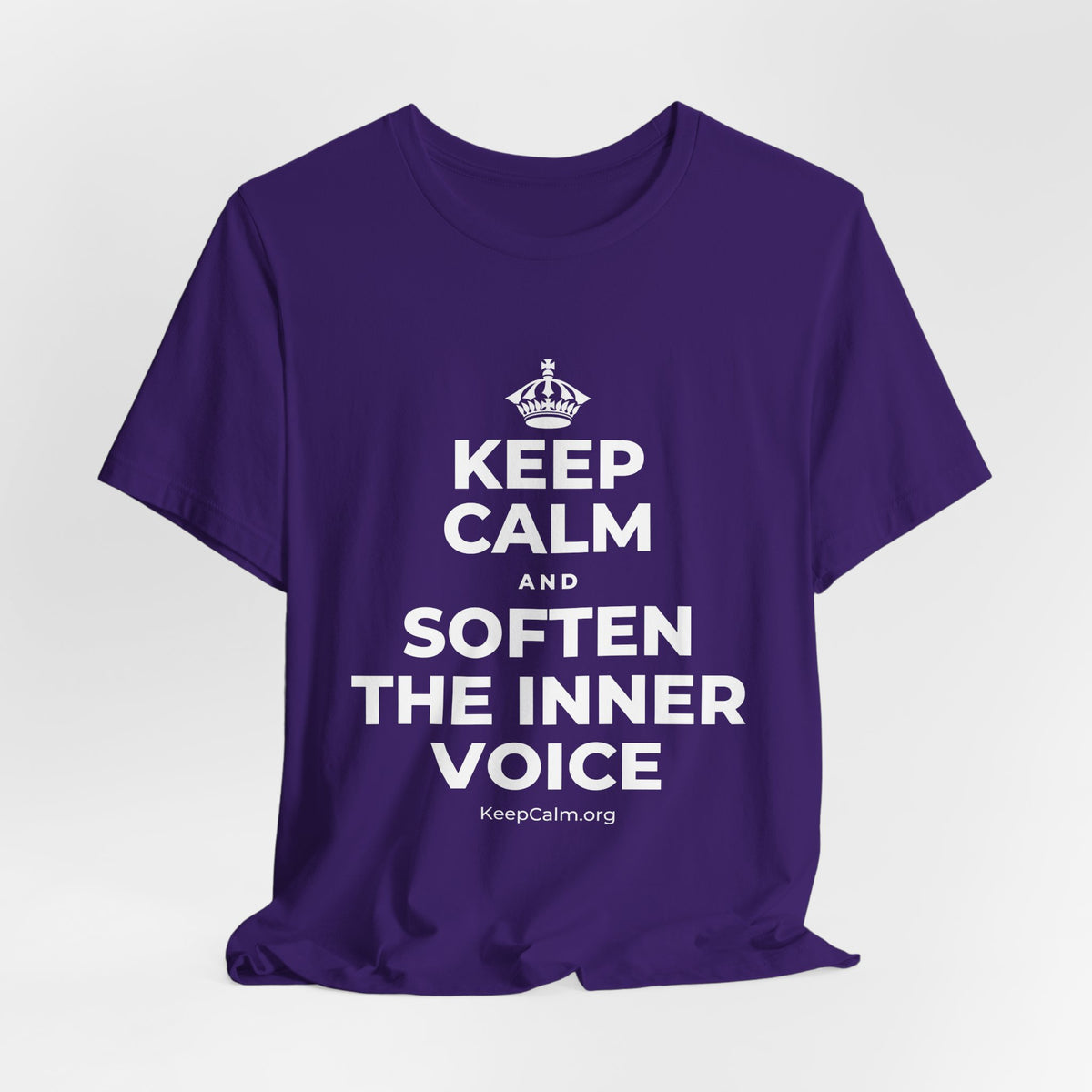 KEEP CALM AND SOFTEN THE INNER VOICE T-Shirt (Soft Cream–Heather Mauve)