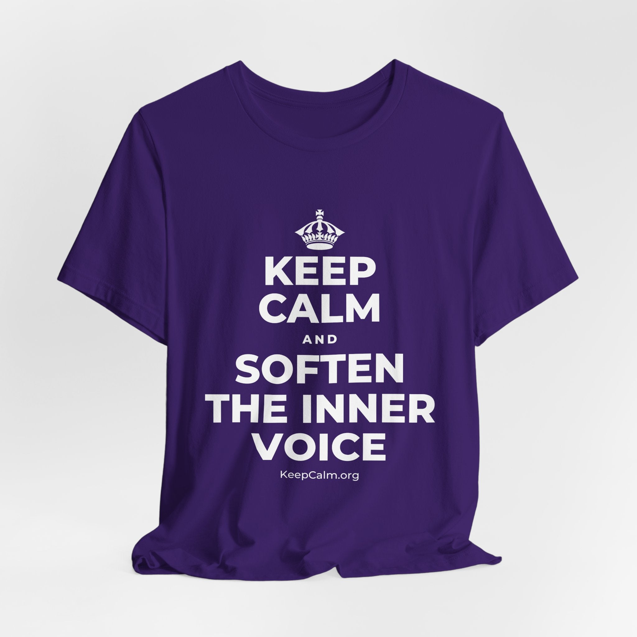 KEEP CALM AND SOFTEN THE INNER VOICE T-Shirt (Soft Cream–Heather Mauve)