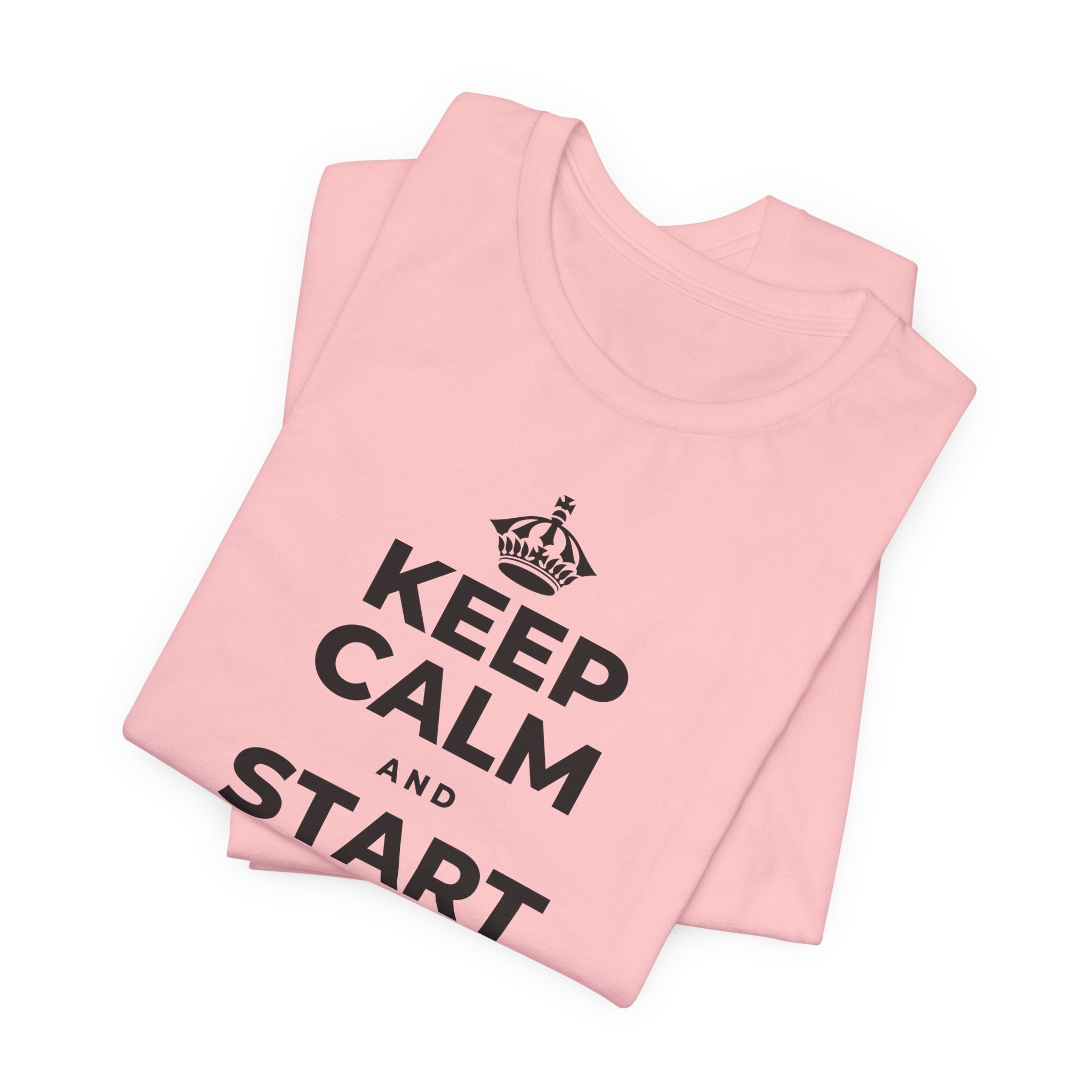 KEEP CALM AND START ONE FRESH PAGE T-Shirt (White–Asphalt)