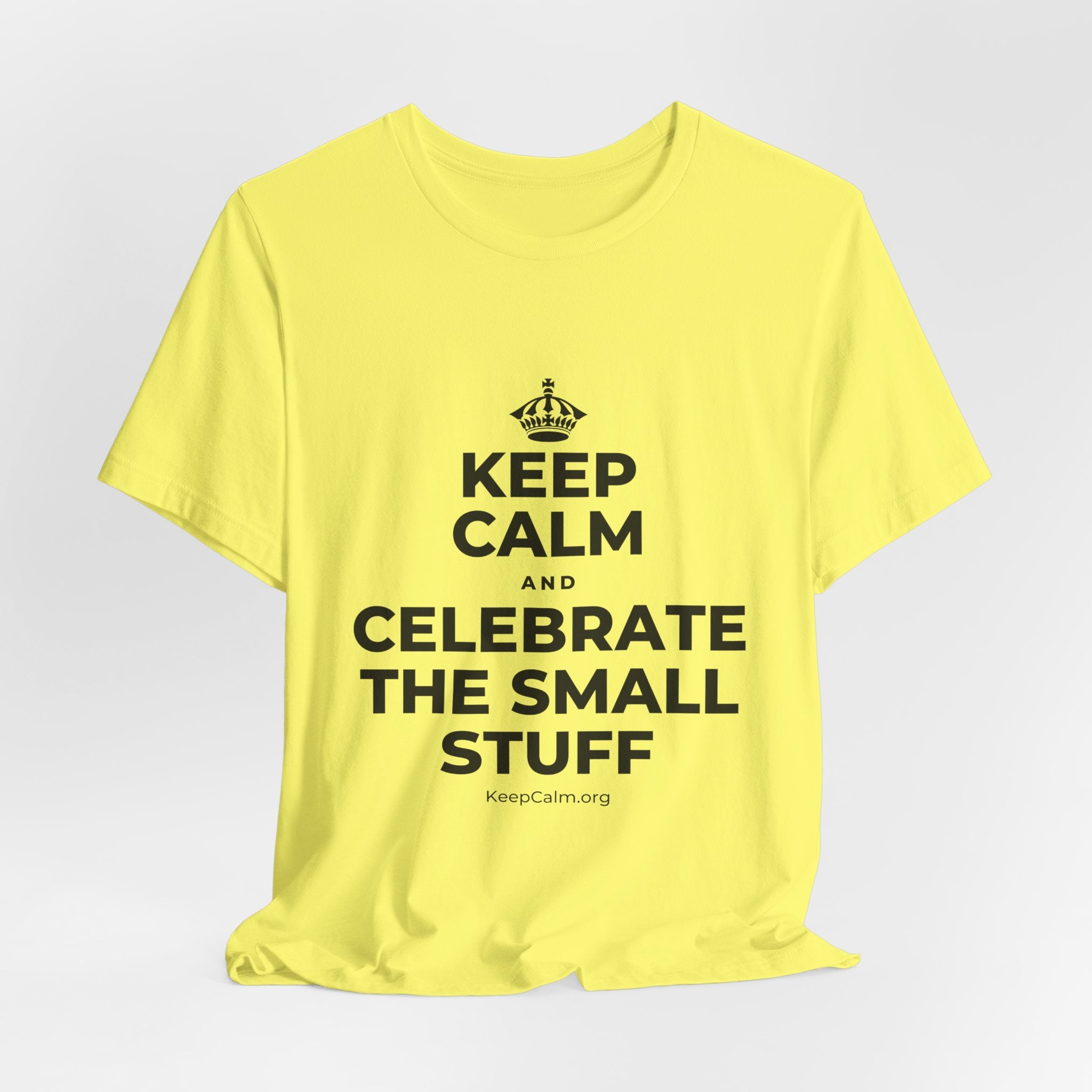 KEEP CALM AND CELEBRATE THE SMALL STUFF T-Shirt (Soft Cream–Heather Mauve)