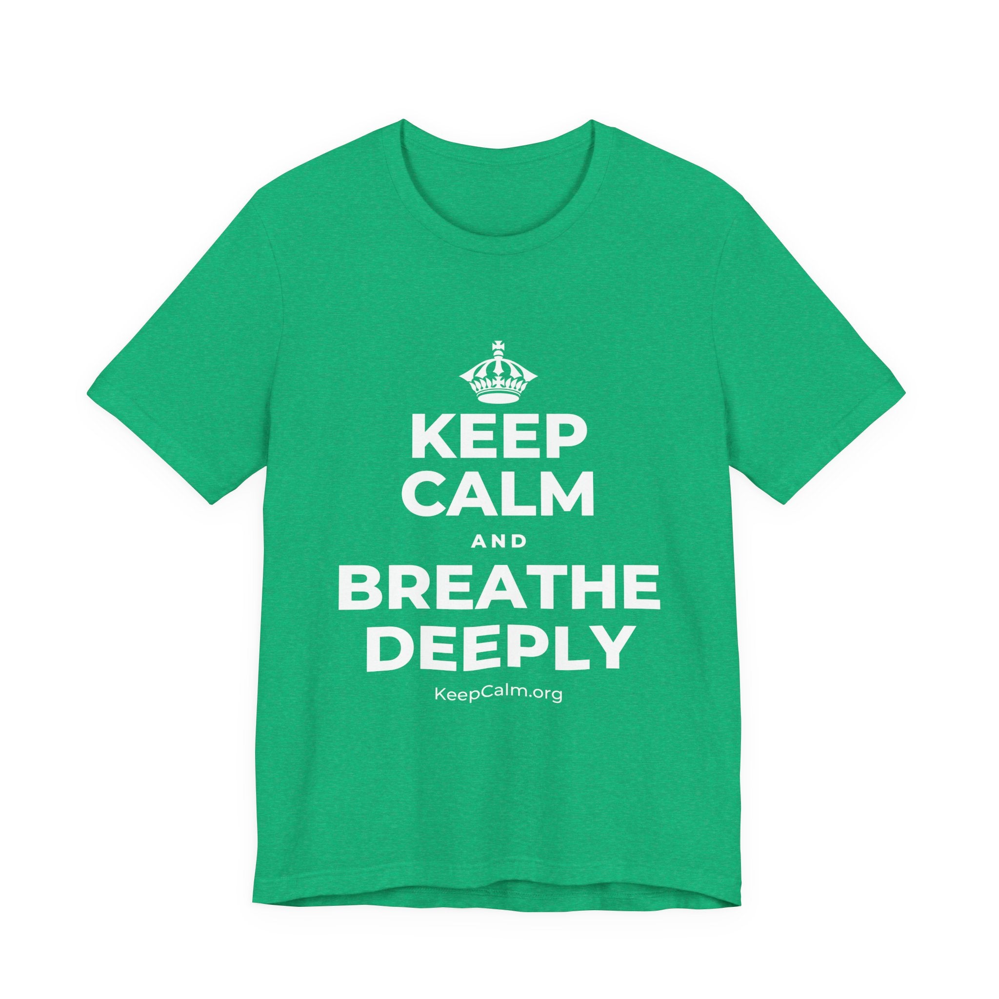 KEEP CALM AND BREATHE DEEPLY T-Shirt (Baby Blue–Silver)