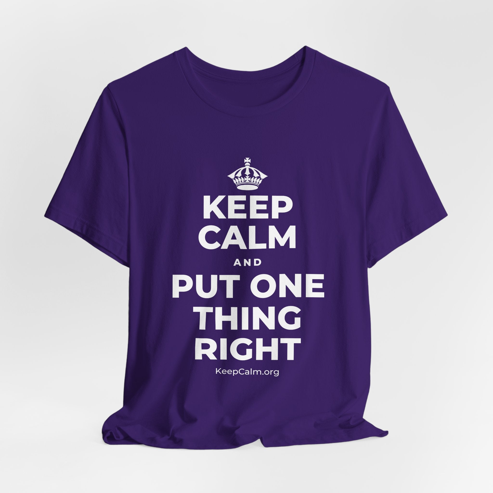 KEEP CALM AND PUT ONE THING RIGHT T-Shirt (Soft Cream–Heather Mauve)
