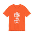 KEEP CALM AND HUG YOUR DOG T-Shirt (Baby Blue–Silver)