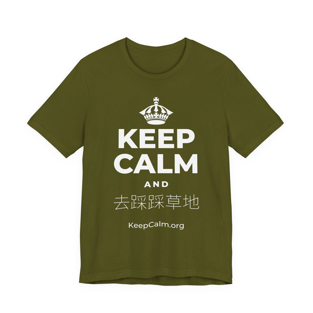 KEEP CALM AND 去踩踩草地 T-Shirt (Baby Blue–Silver)