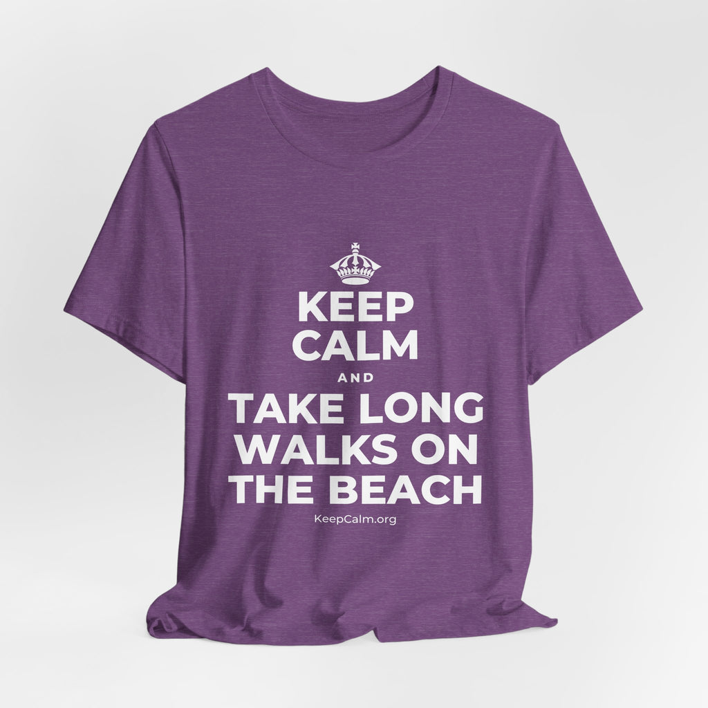 KEEP CALM AND TAKE LONG WALKS ON THE BEACH T-Shirt (Baby Blue–Silver)
