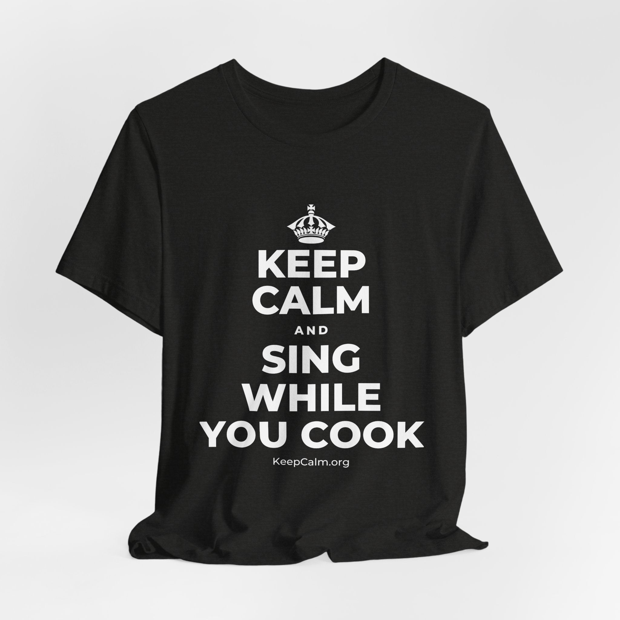 KEEP CALM AND SING WHILE YOU COOK T-Shirt (Soft Cream–Heather Mauve)