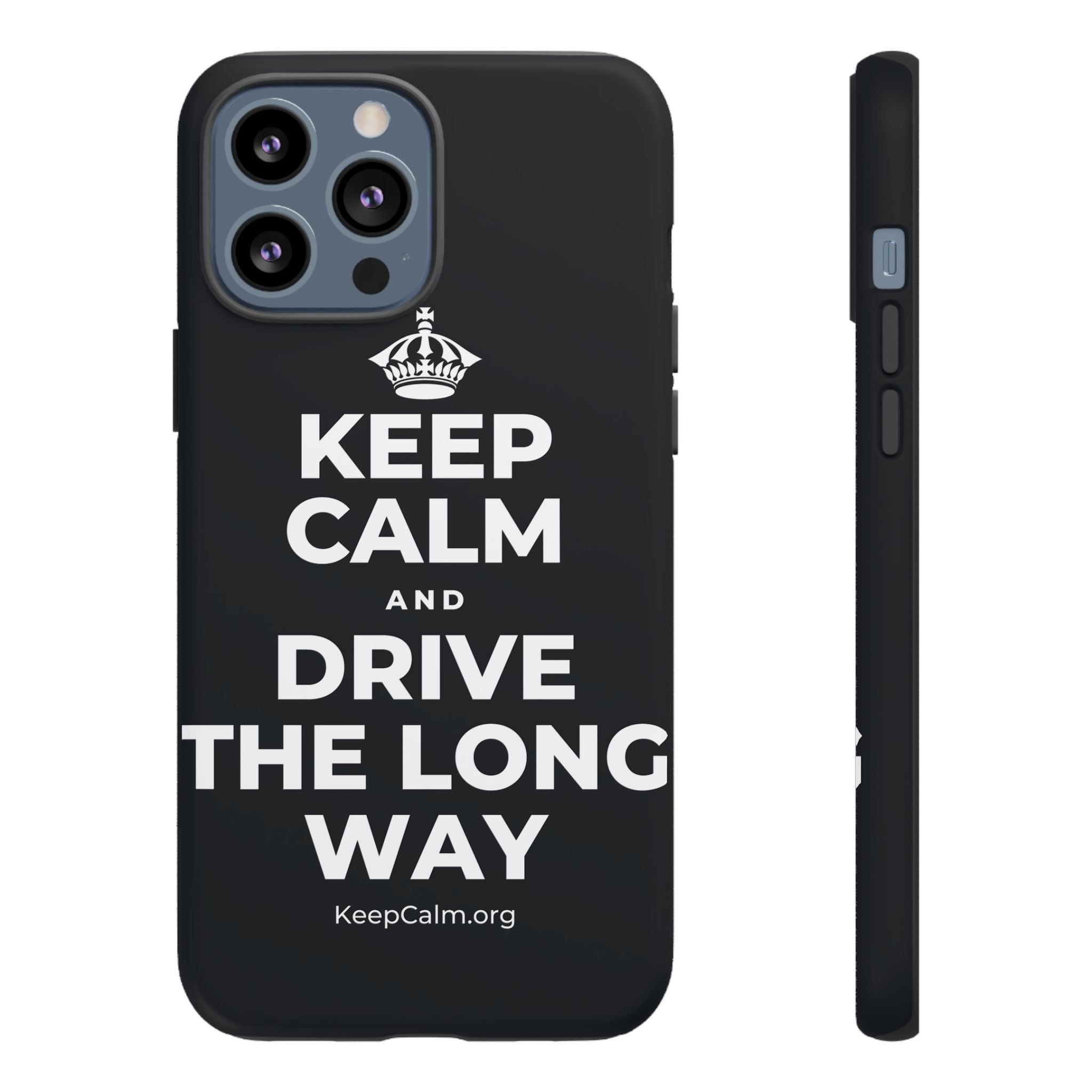 KEEP CALM AND DRIVE THE LONG WAY Phone Case (Dark)