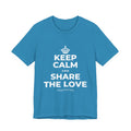 KEEP CALM AND SHARE THE LOVE T-Shirt (White–Asphalt)