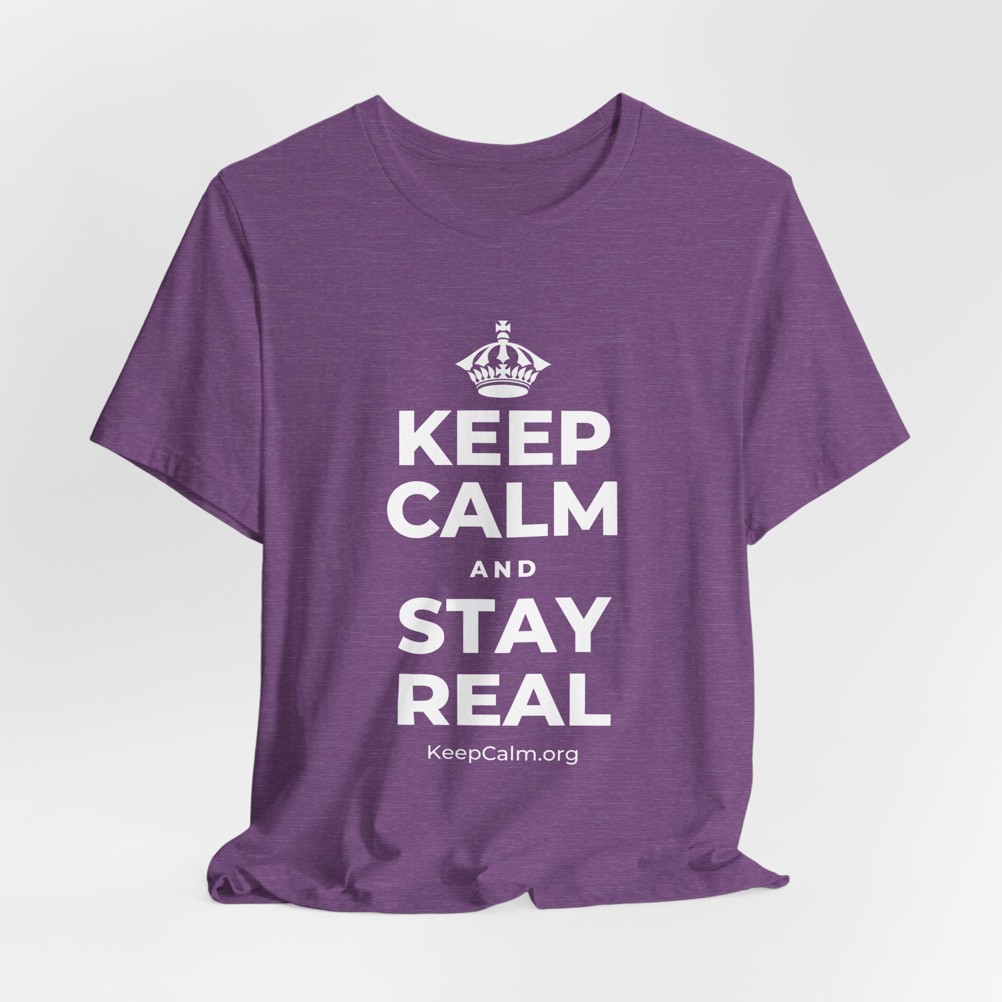 KEEP CALM AND STAY REAL T-Shirt (Baby Blue–Silver)