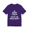 KEEP CALM AND STAY IN AND REST T-Shirt (Soft Cream–Heather Mauve)